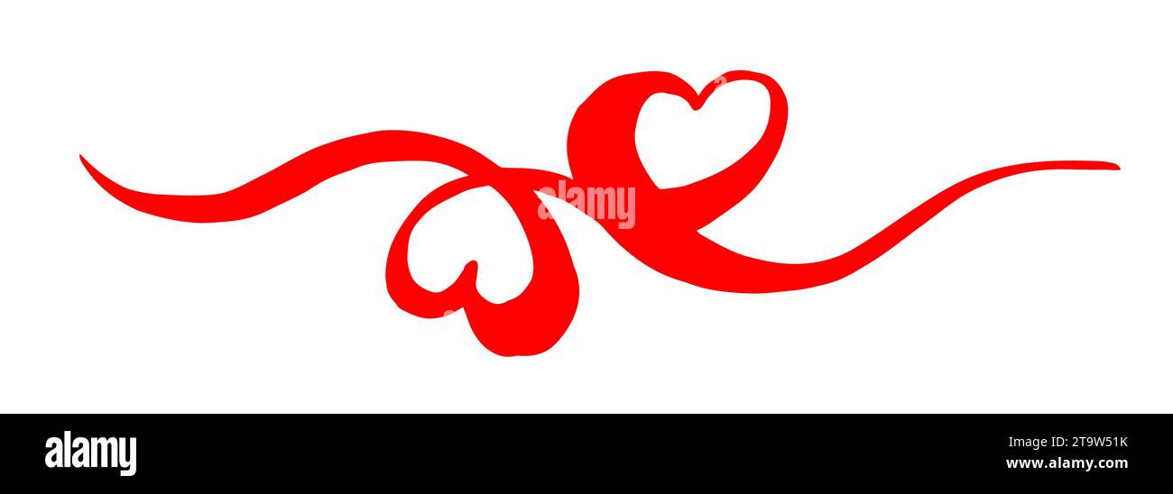 Two intertwined Hearts for Valentine's Day, hand painted with brush and ...