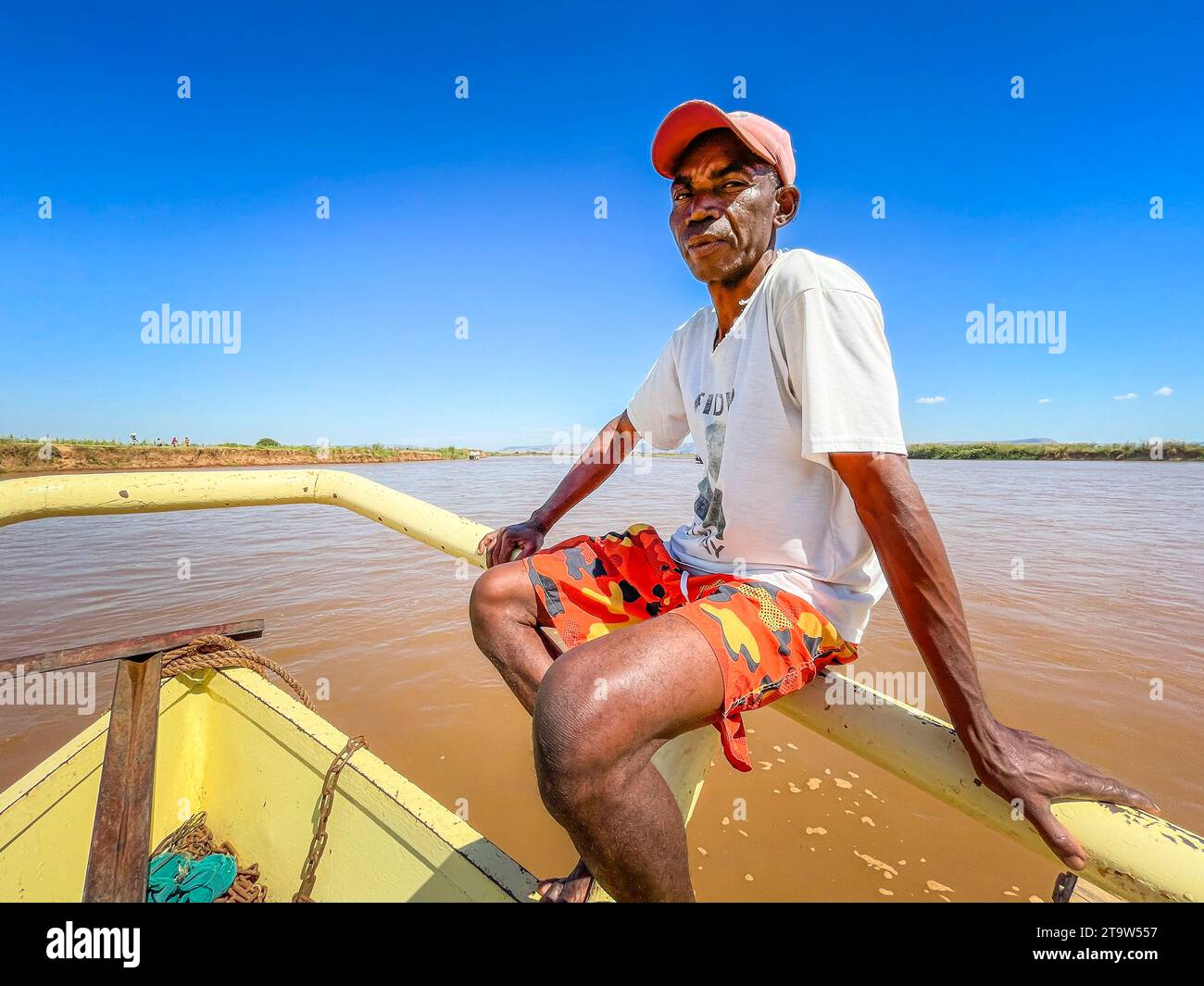 Madagascar, boat captain on Tsiribihina river Stock Photo