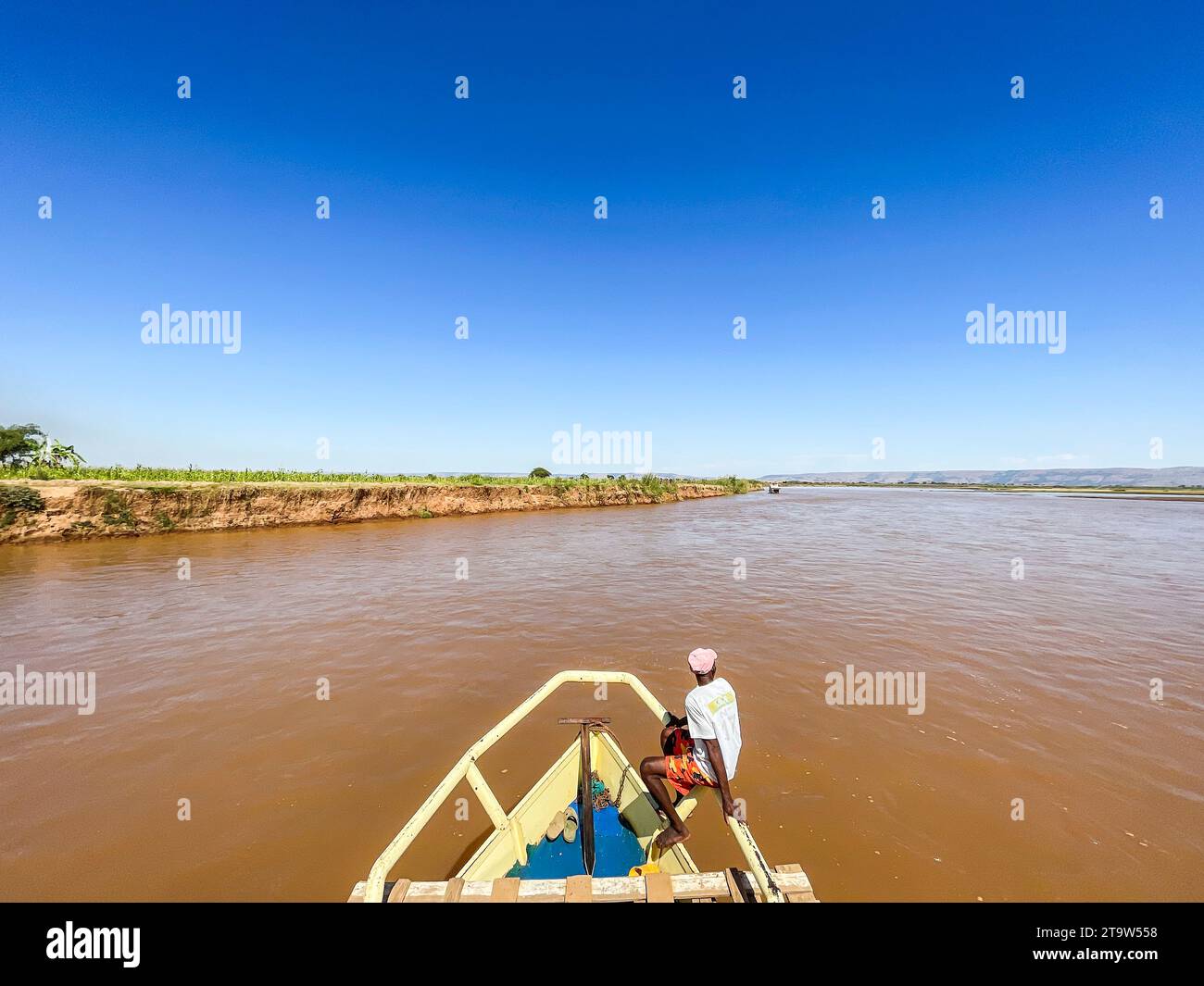 Madagascar, boat captain on Tsiribihina river Stock Photo