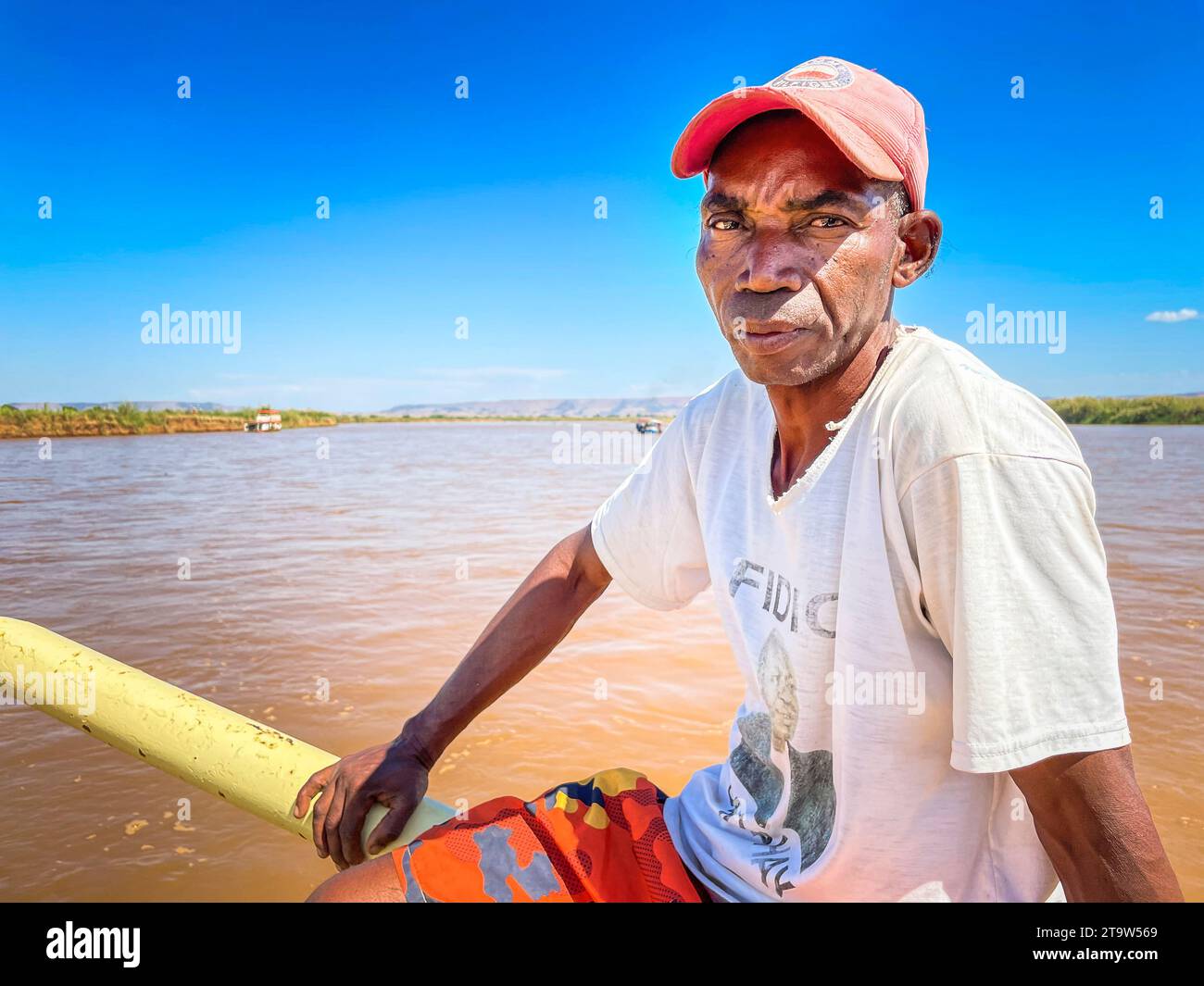 Madagascar, boat captain on Tsiribihina river Stock Photo