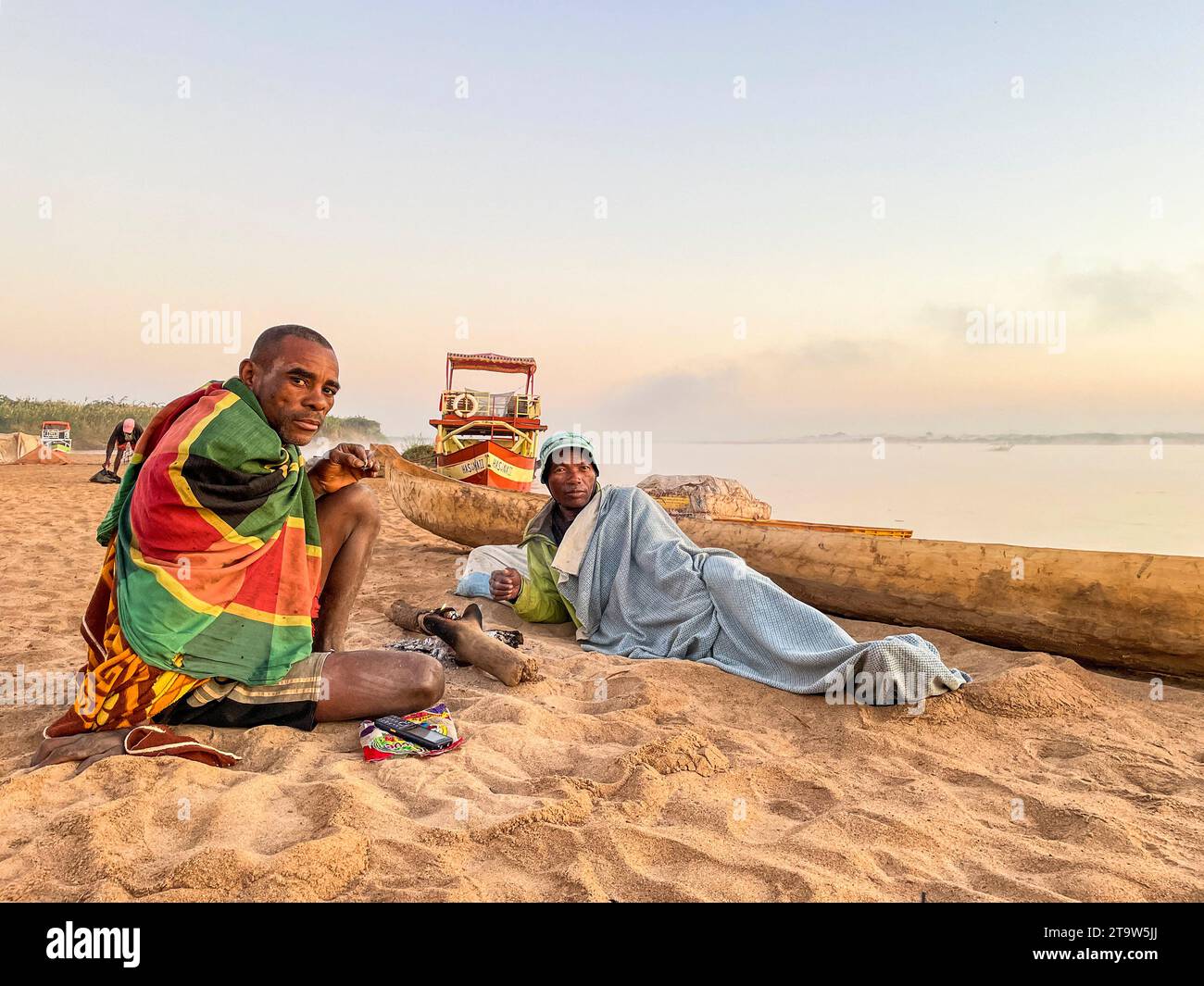 Madagascar, Tsiribihina river, sunrise on the banks of the river Stock Photo