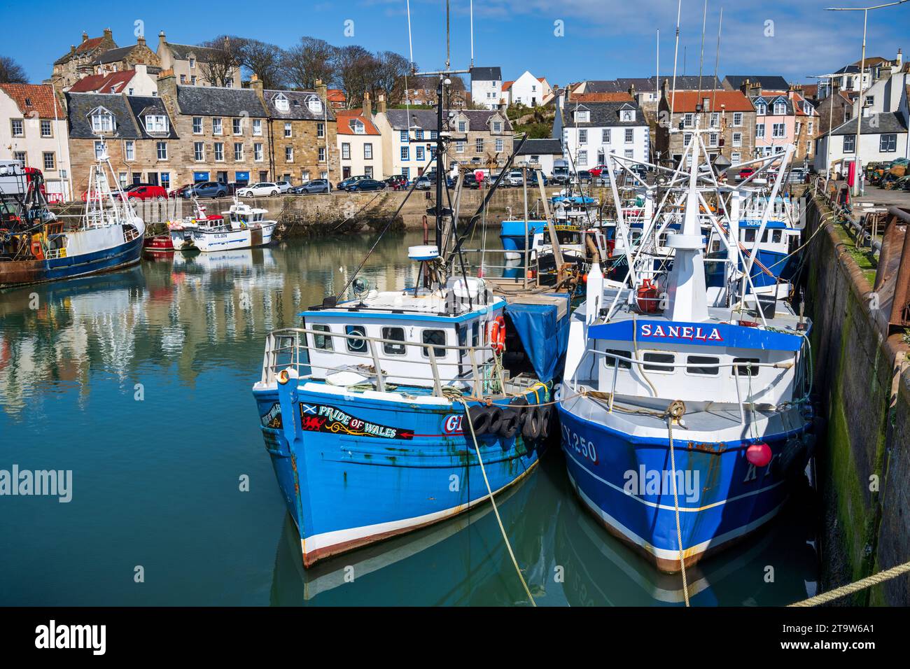 Fishing boats in Pittenweem harbour in East Neuk of Fife, Scotland, UK Stock Photo