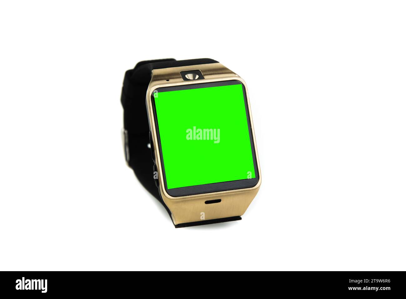 smartwatch isolated on white background with chroma key green screen, new technology concept Stock Photo