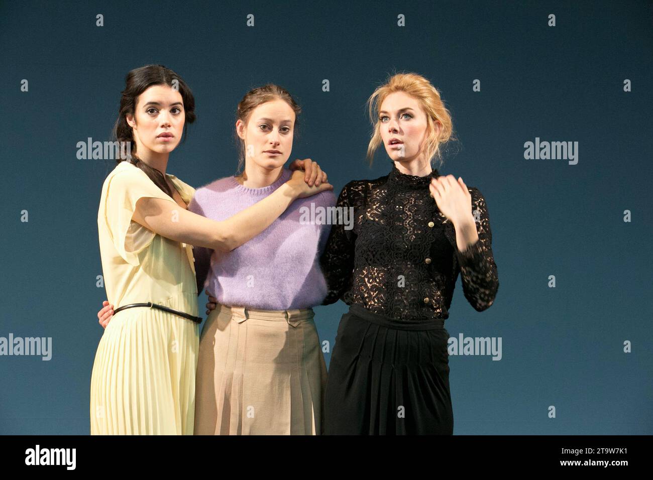 l-r: Gala Gordon (Irina), Mariah Gale (Olga), Vanessa Kirby (Masha) in THREE SISTERS by Chekhov at the Young Vic, London SE1  13/09/2012  in a version by Benedict Andrews  set design: Johannes Schutz  costumes: Victoria Behr  lighting: James Farncombe  director: Benedict Andrews Stock Photo