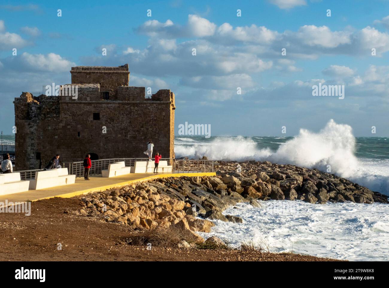 Paphos, Cyprus. November 27th 2023. Weather November storm. Tourist