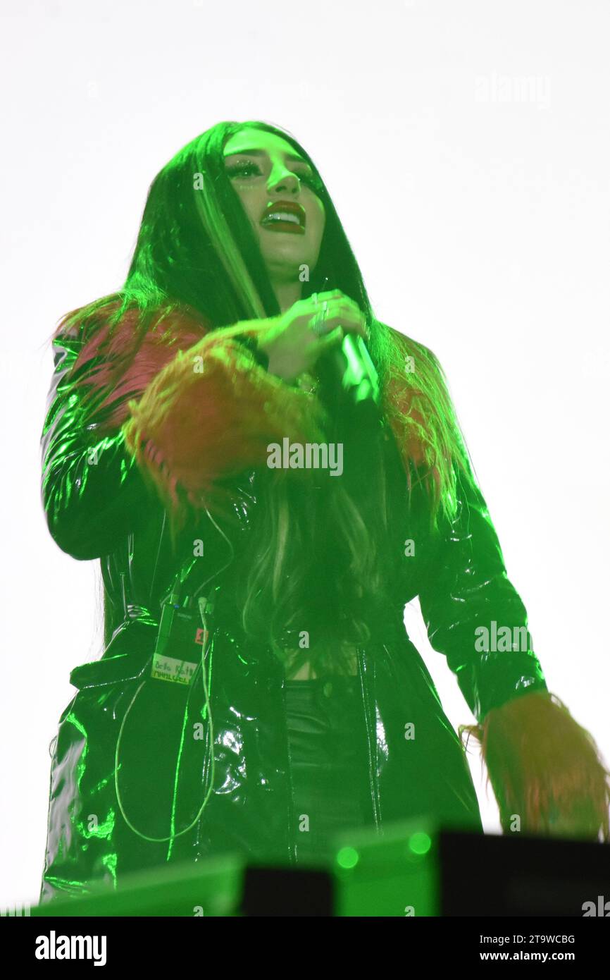 Mexico City, Mexico. 25th Nov, 2023. Katherinne Huerta, known as Bellakath, is performing on