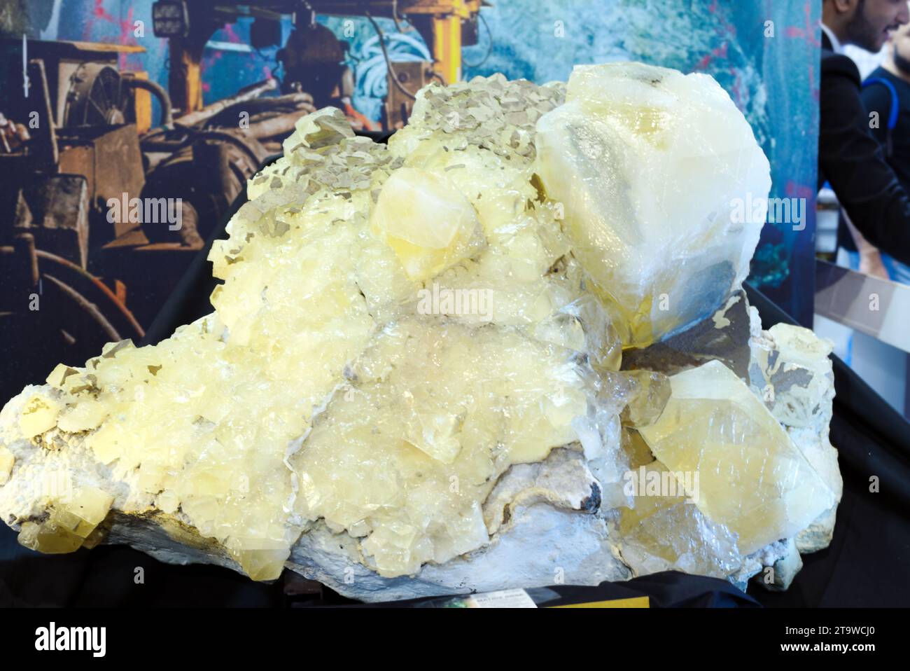 NEW DELHI - NOVEMBER 22, 2023: A calcite plate is on display at the Ministry of Mines pavilion at the 42nd India International Trade Fair, being held Stock Photo