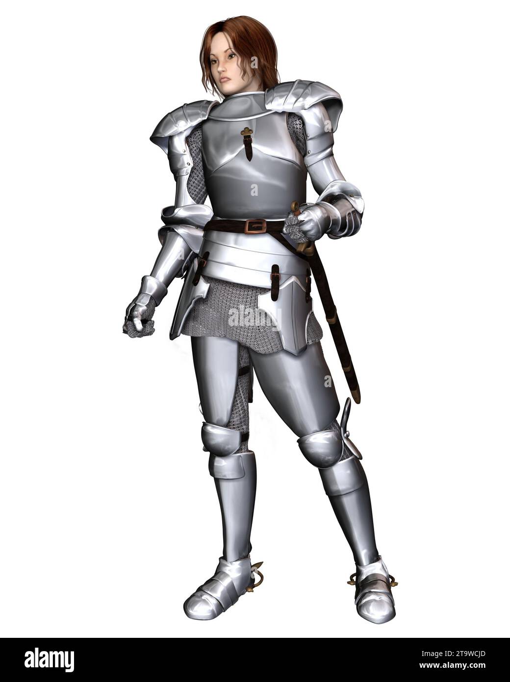 Female Knight in Medieval Armour Stock Photo