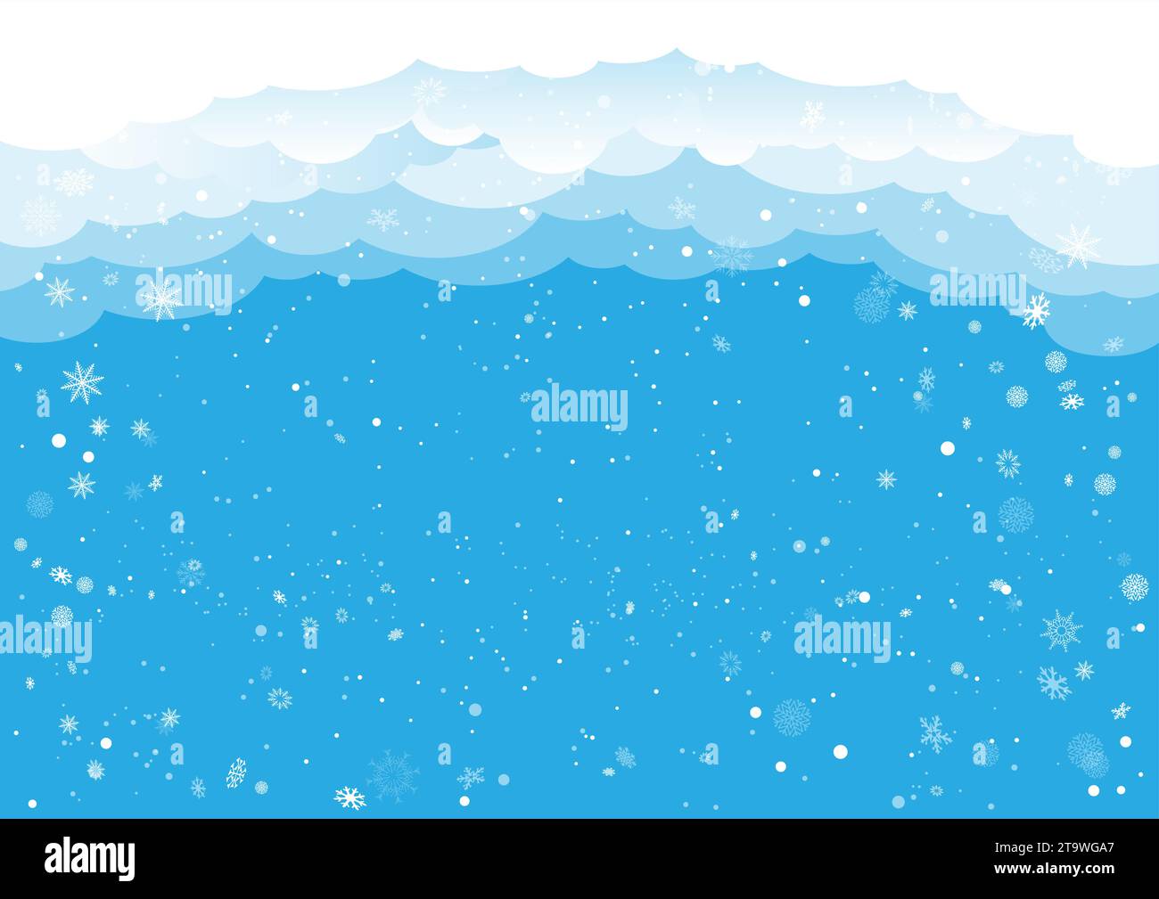 Christmas winter snowfall with sky clouds on top Stock Vector