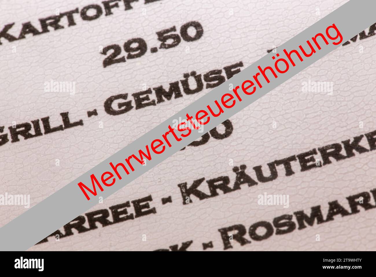 Symbol image of VAT increase in the catering trade (Germany) Closeup