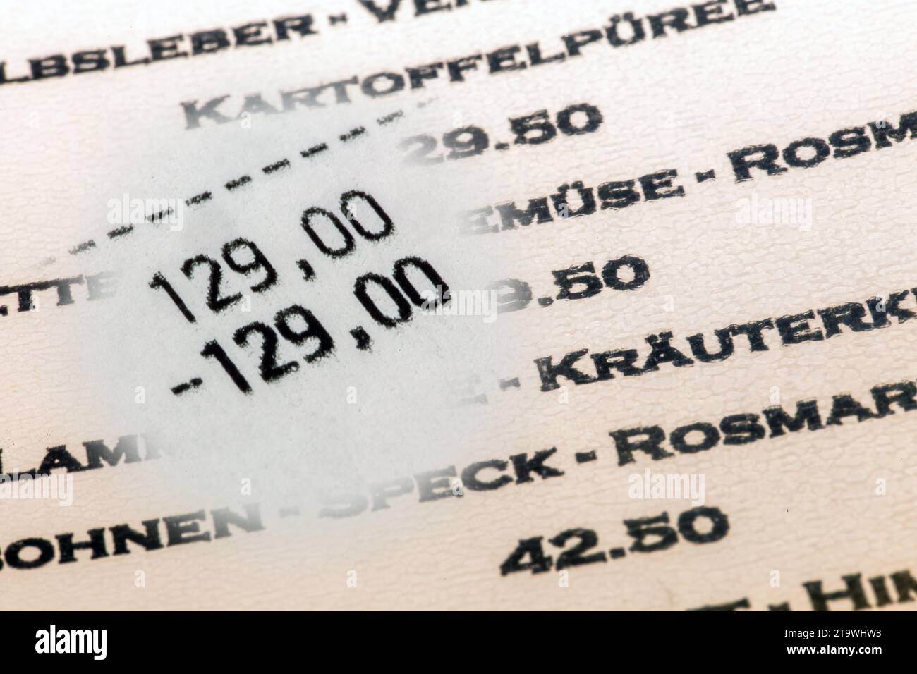 Symbolic image of VAT increase in the gastronomy Closeup of a menu
