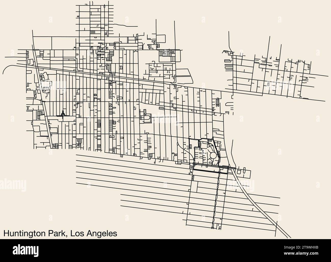 Street roads map of the CITY OF HUNTINGTON PARK, LOS ANGELES CITY