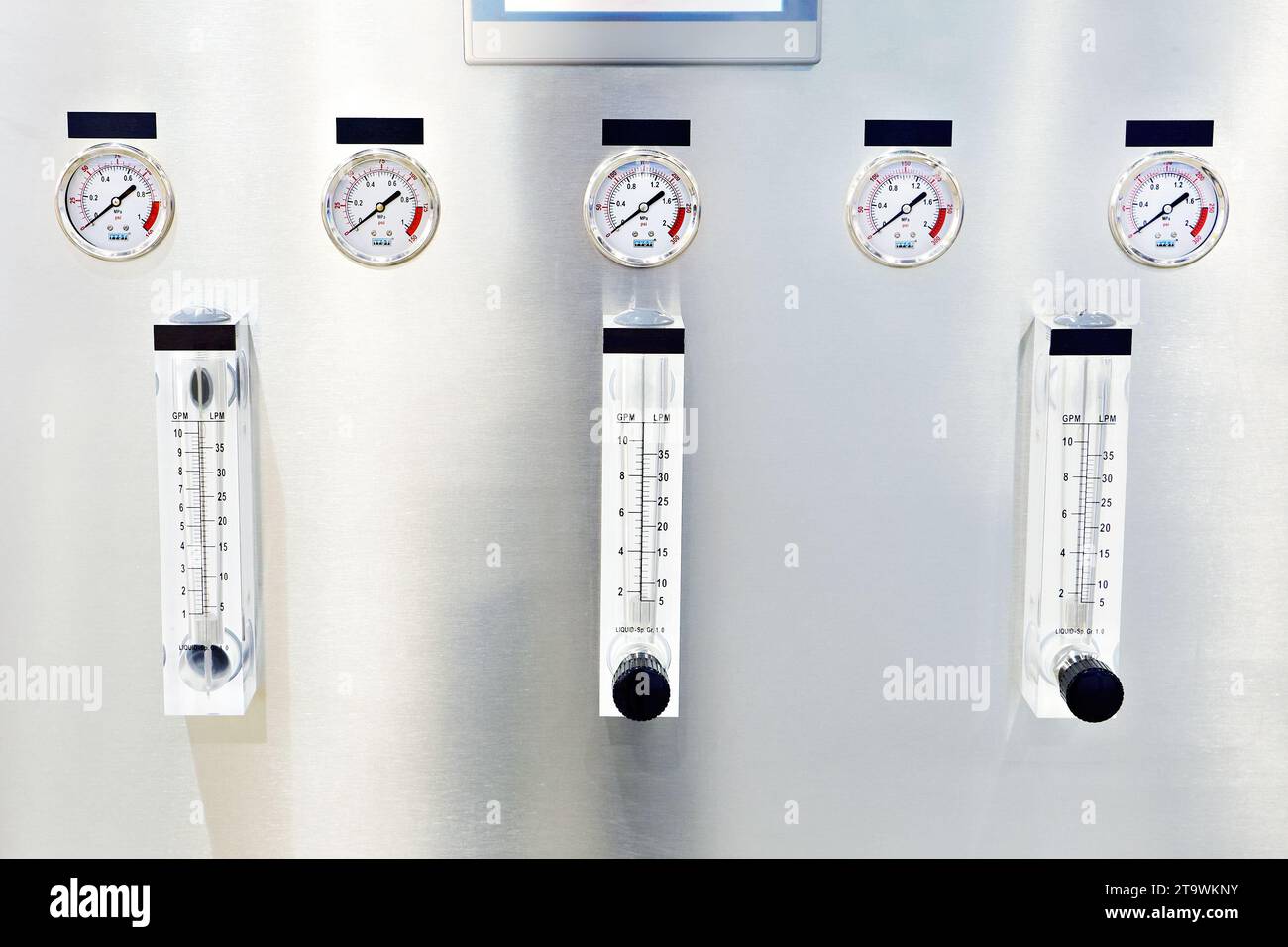 Manometers and flowmeters of water purification plant Stock Photo Alamy