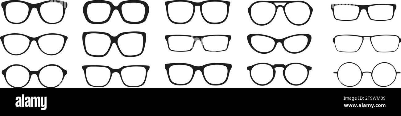 set of glasses. Vector glasses model icons. Sunglasses, glasses ...