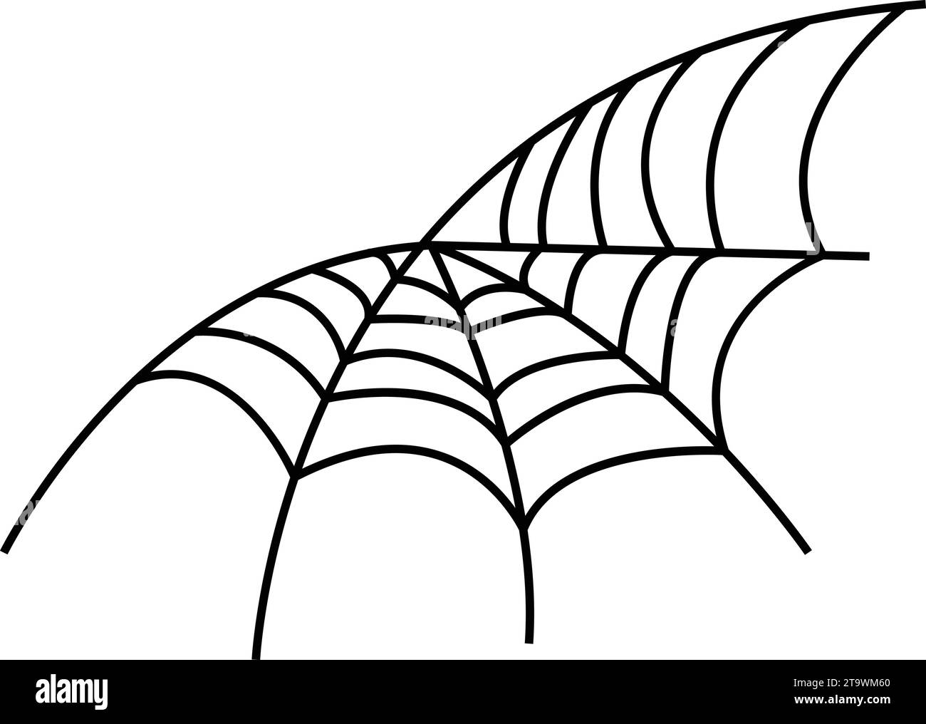 Spider web on transparent background. Spiderweb net. Spooky Halloween