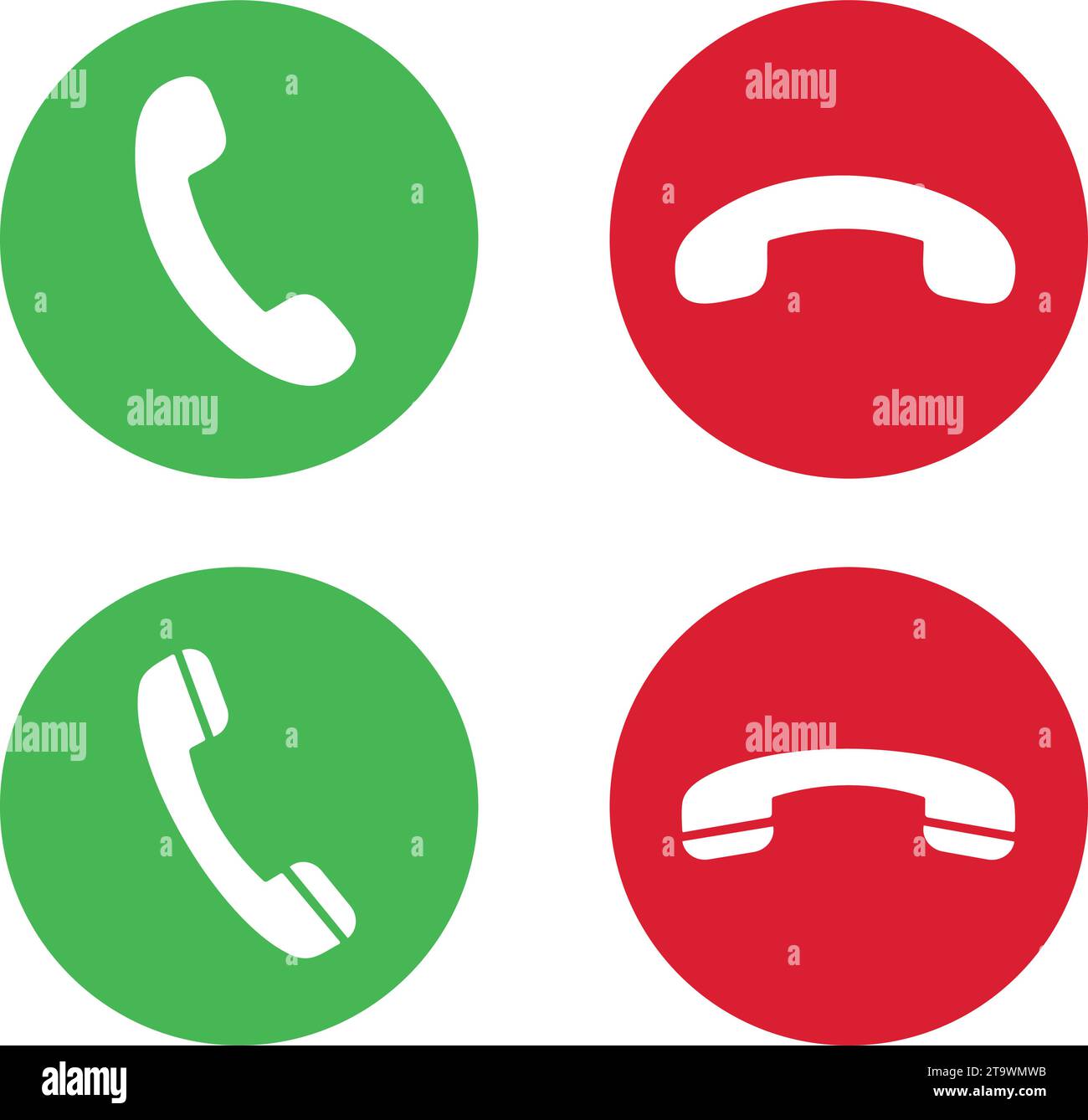 Phone call icon answer, accept and decline call icons with green and red buttons , Contact us telephone sign. yes and no buttons. Incoming call icons Stock Vector