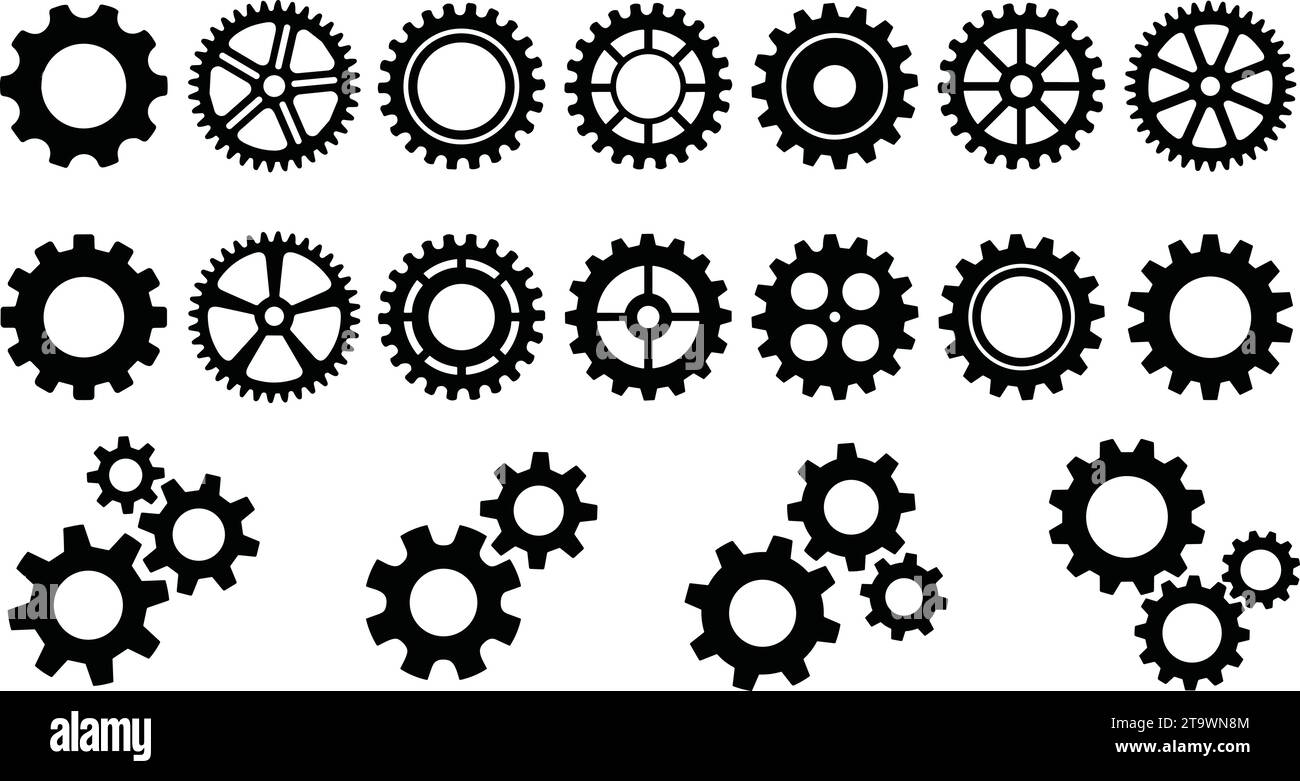 Setting gears icon set. Cogwheel group. Gear design collection Stock ...