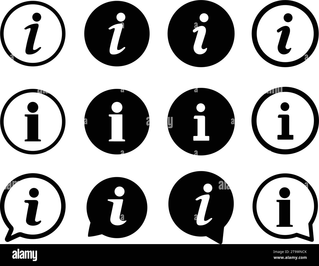 Info icons set. Information icon collection. Info button. Info symbol flat and line style - stock vector. Stock Vector