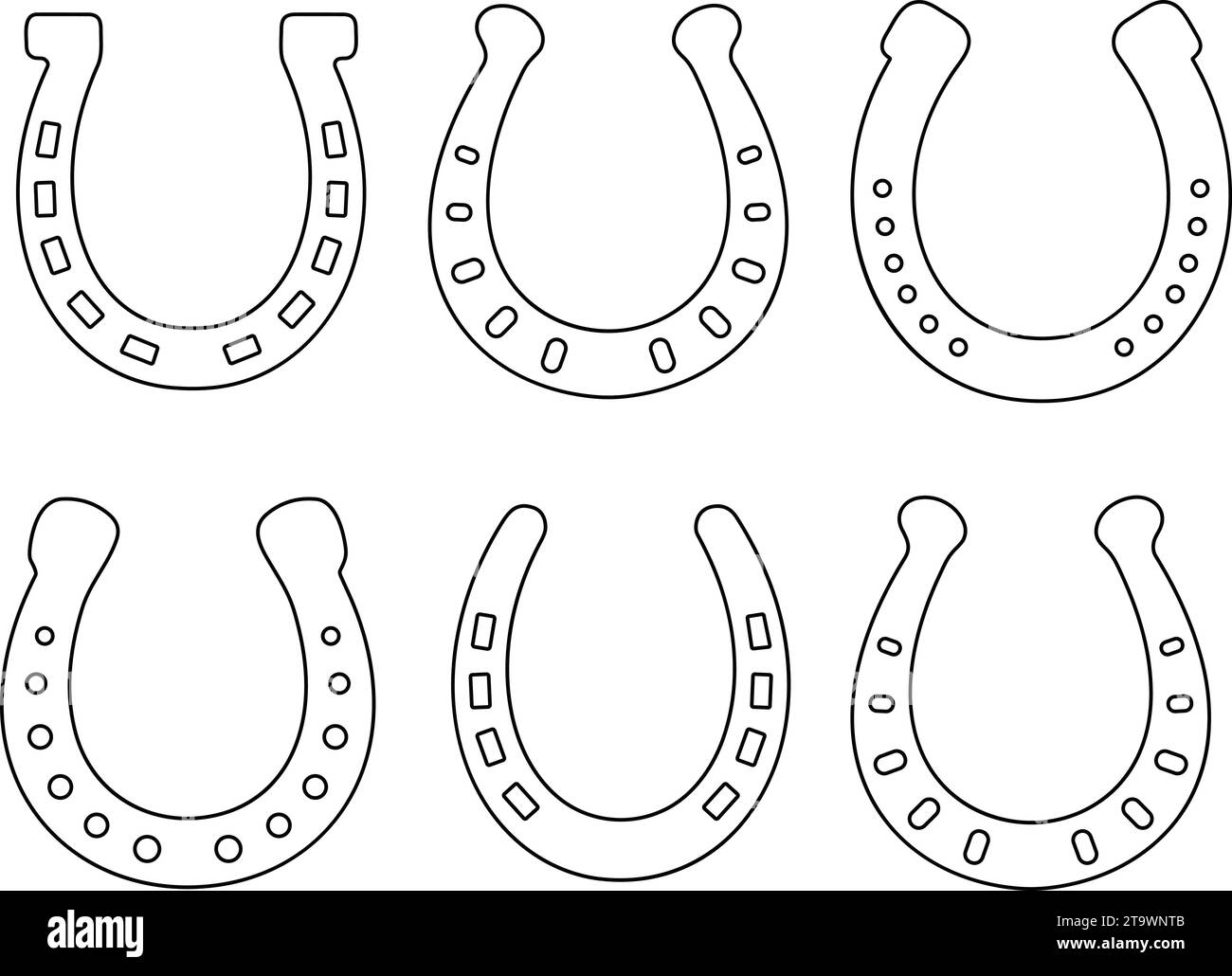 Horseshoe icon set. Luck symbol line style. Horse shoes collection