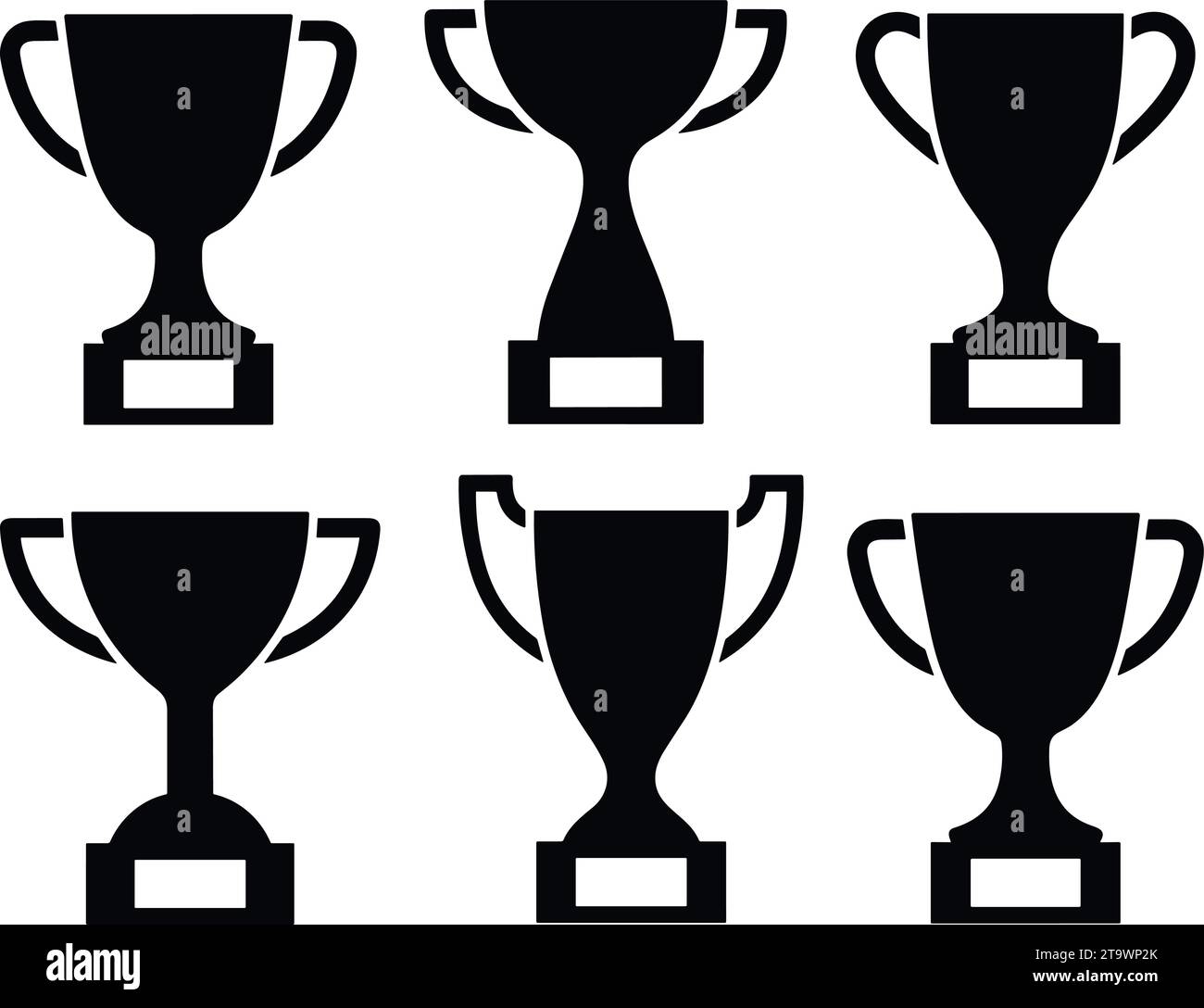 Trophy cup icon set. Champion trophy collection. Winner prize, champions realistic vector celebration winning concept. Education and sports first priz Stock Vector