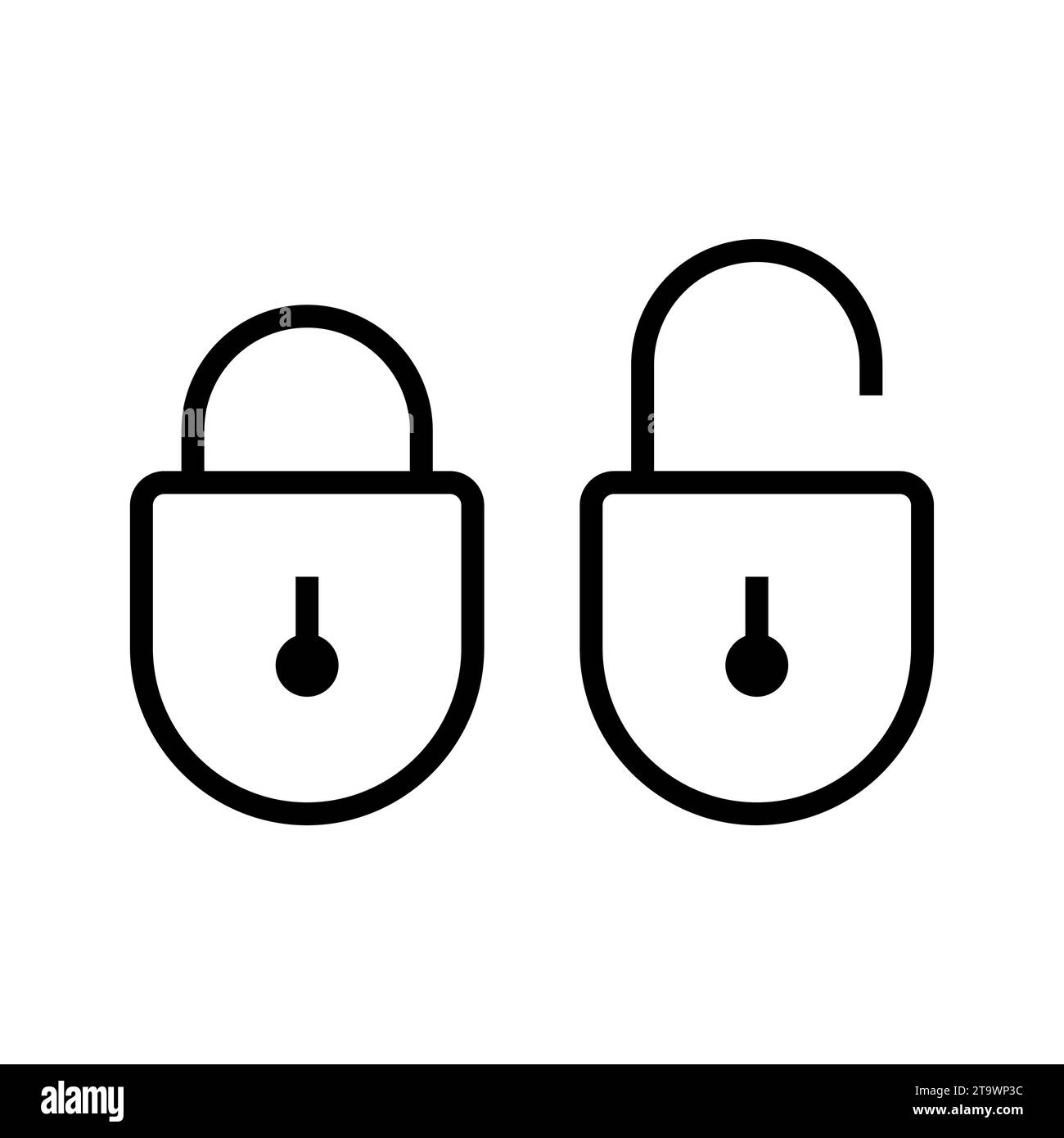 Lock and unlock icon in line style isolated on white background. Open