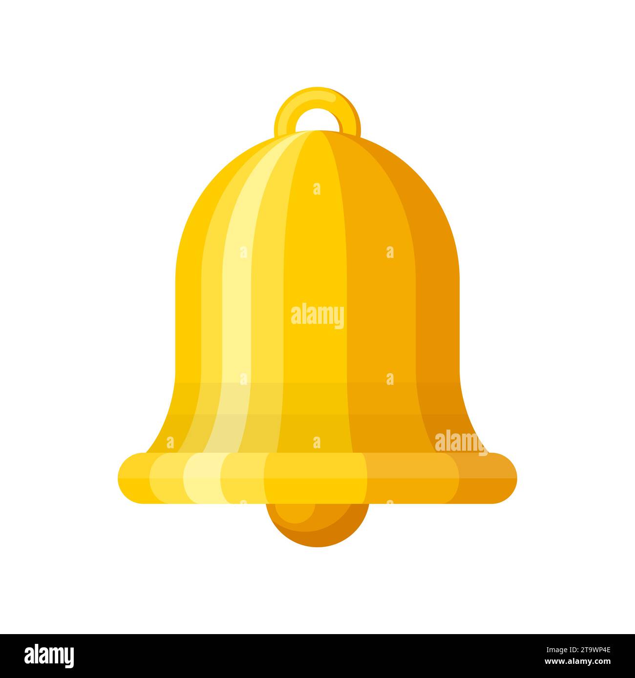 Notification bell icon isolated on white background. Golden warning bell is shaking to alert the