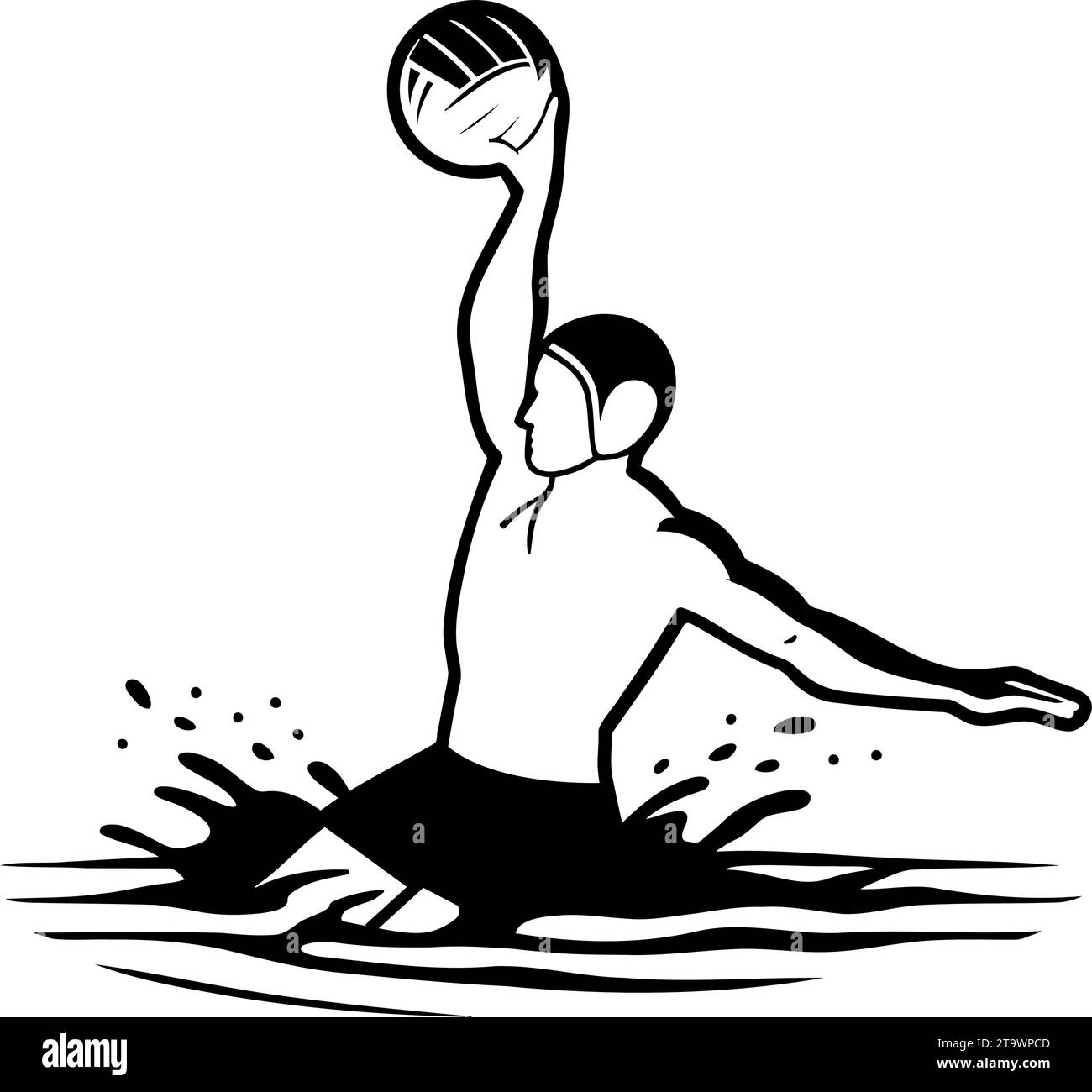 Water polo player in action symbol logo. Vector illustration Stock