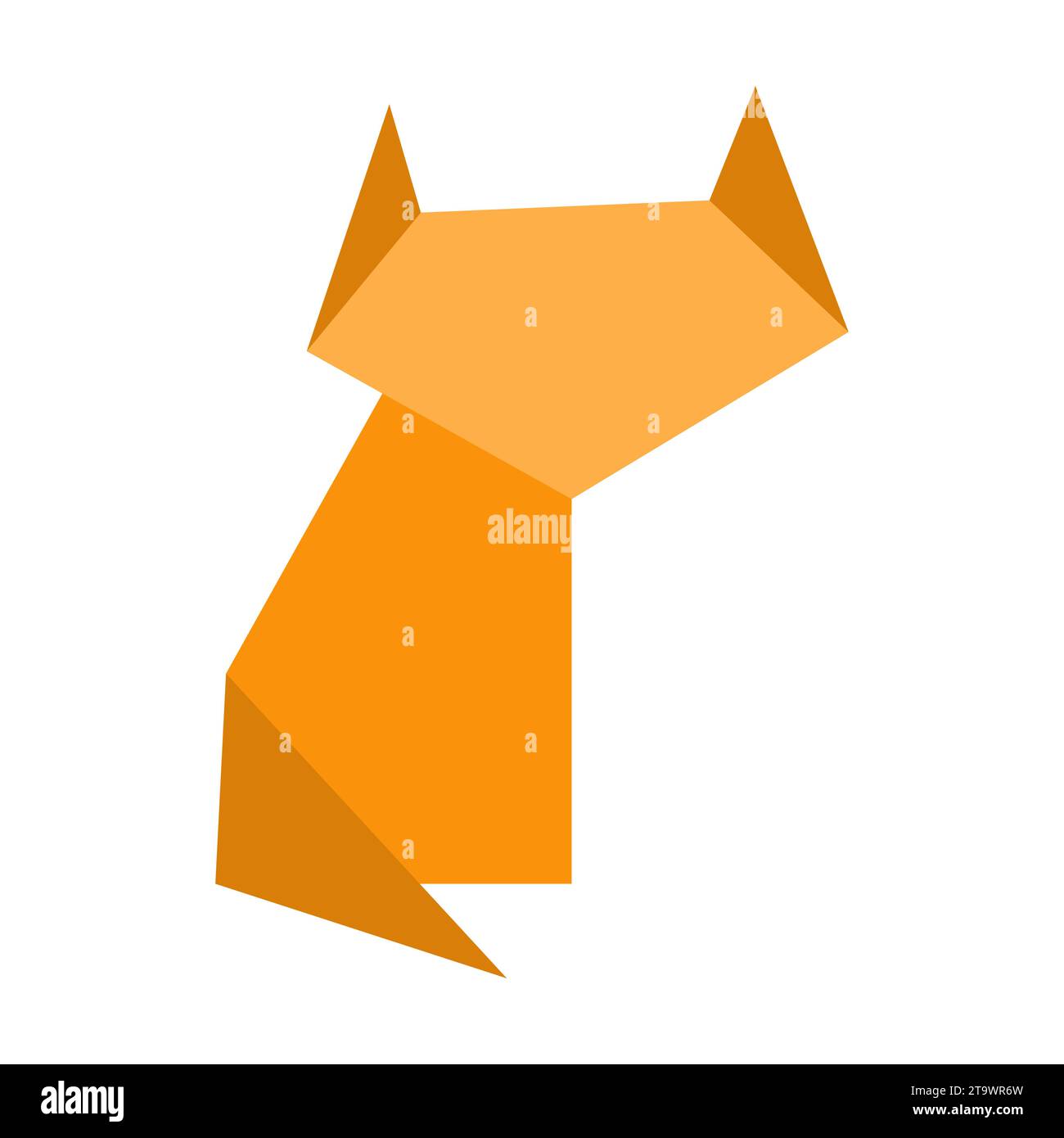 Origami paper Cat in a flat style isolated on white. Art of paper
