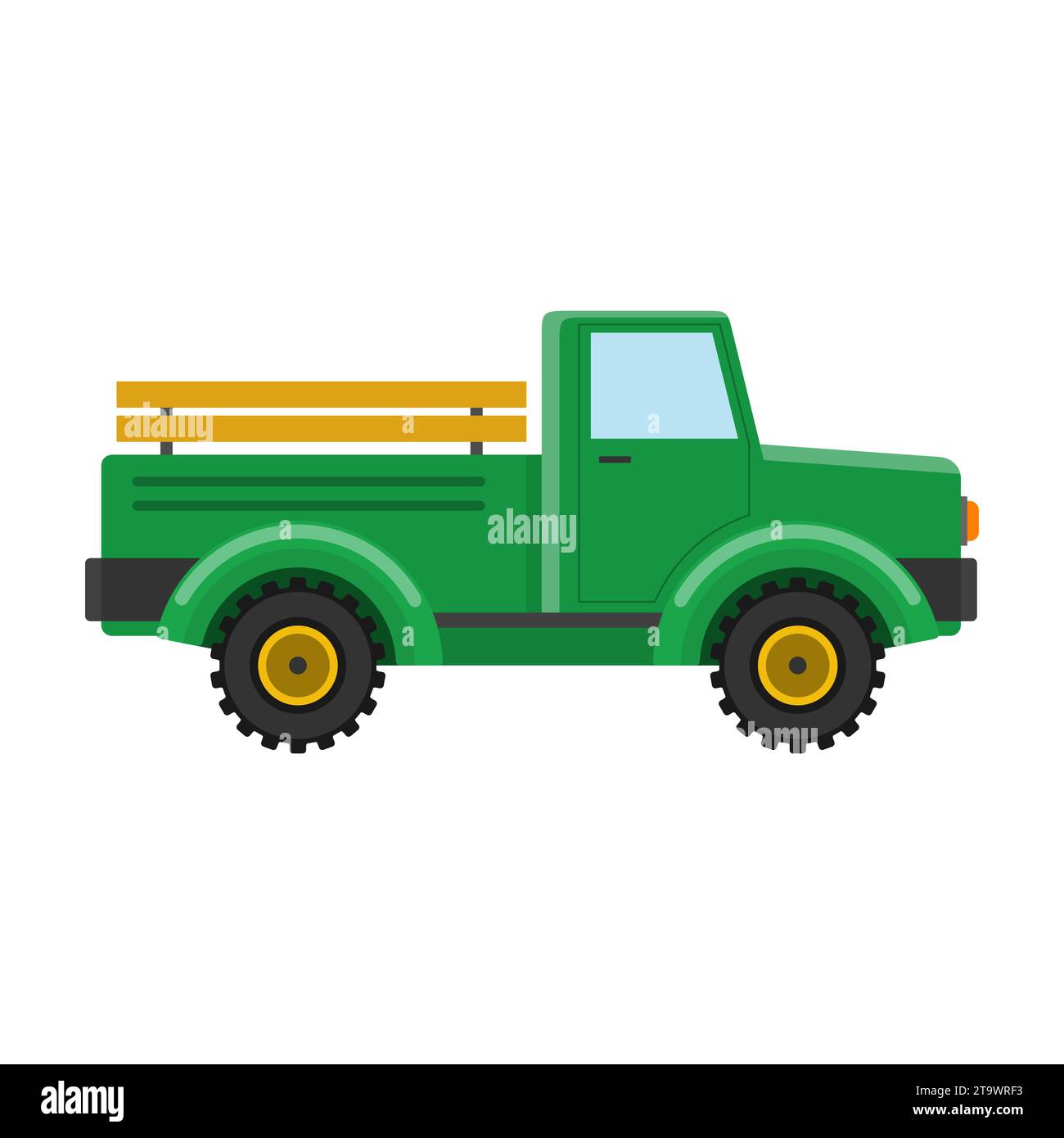 Retro pickup truck isolated on white background. Classic farming vehicles for transportation and hauling production. Vintage transport car Stock Vector