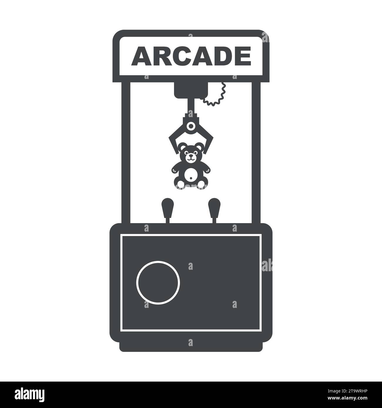 hook with a toy in an arcade machine. flat vector illustration. Stock Vector