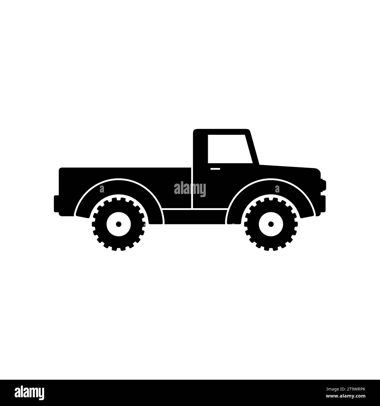 Retro pickup truck icon isolated on white background. Classic farming vehicles for transportation and hauling production. Vintage transport car Stock Vector