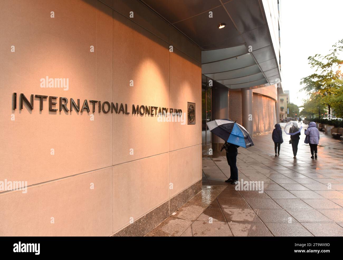 Washington, DC - June 04, 2018: People near the International Monetary Fund, IMF Headquarters 2 Building (HQ2) in DC. Stock Photo