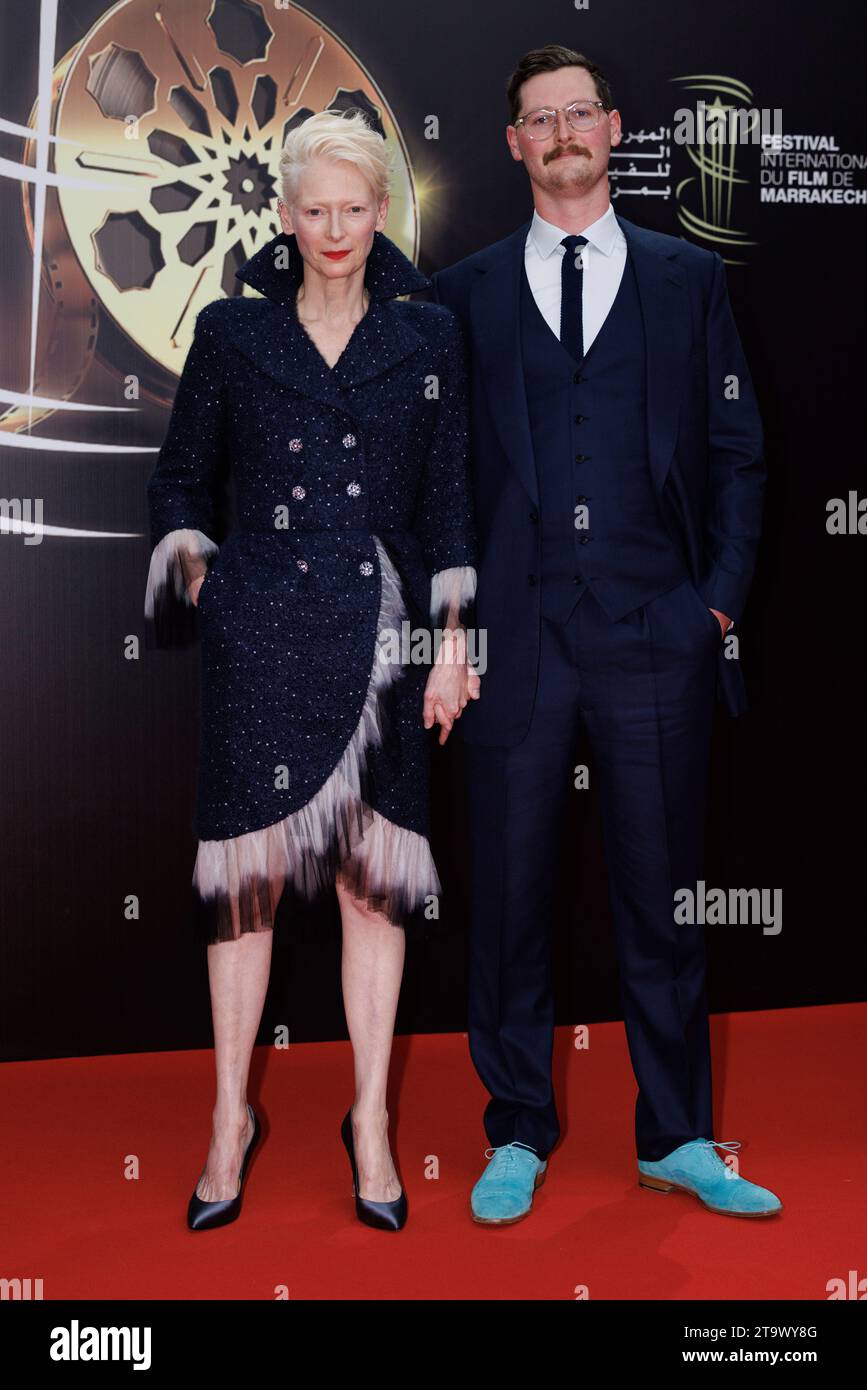 Tilda Swinton and Xavier Swinton Byrne attend the 20th Marrakech