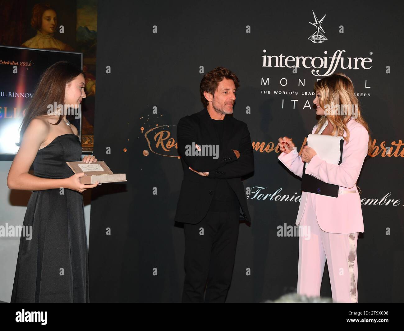 Rome, Italy. 26th Nov, 2023. Rome: Palazzo Torlonia. Roman Glamor Award for Celebrities 2023. In the photo: Angelo Mellone and Angela Melillo Credit: Independent Photo Agency/Alamy Live News Stock Photo