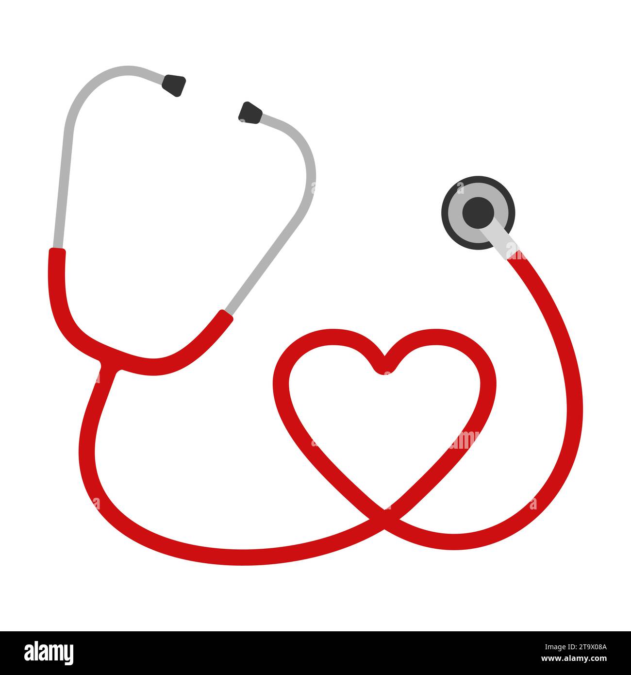 Medical stethoscope heart shaped isolated on white background. Tools for doctor healthcare concept. Diagnostic device health care of nurse to examine Stock Vector