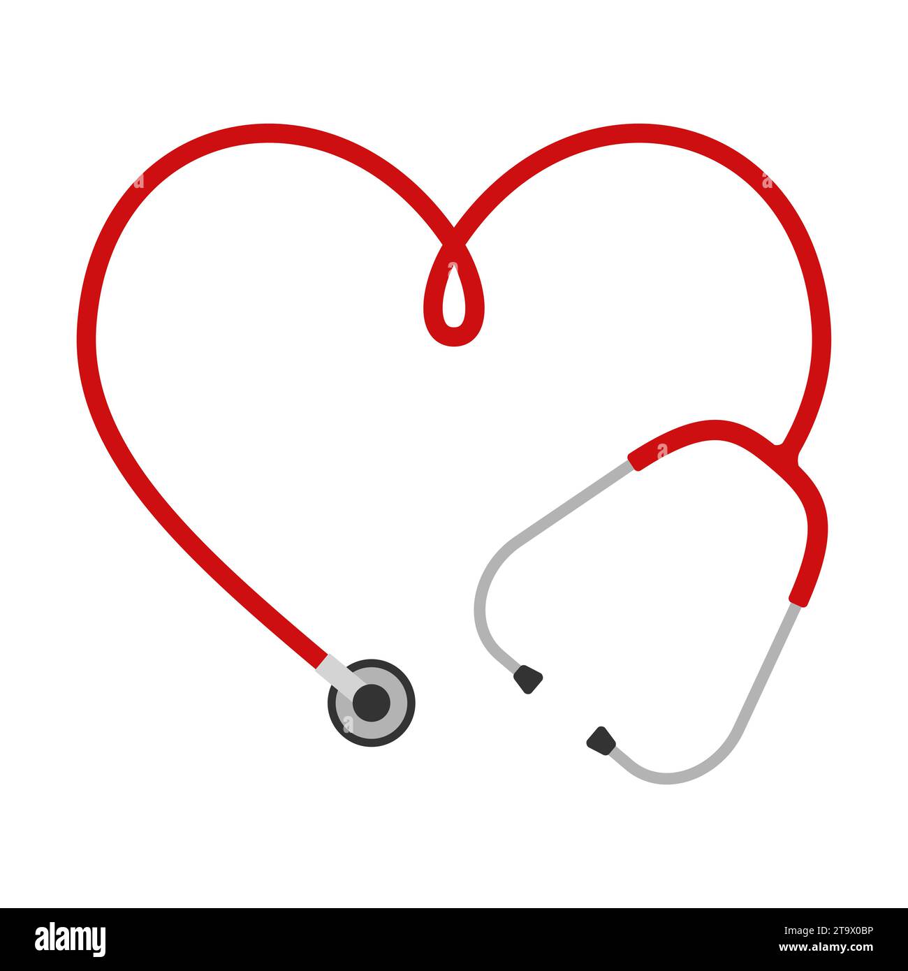 Medical stethoscope heart shaped isolated on white background. Tools for doctor healthcare concept. Diagnostic device health care of nurse to examine Stock Vector