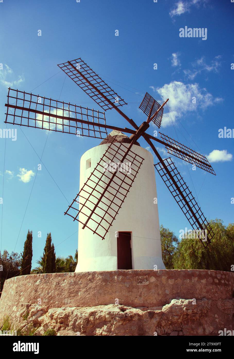 old windmill for grinding grain Stock Photo