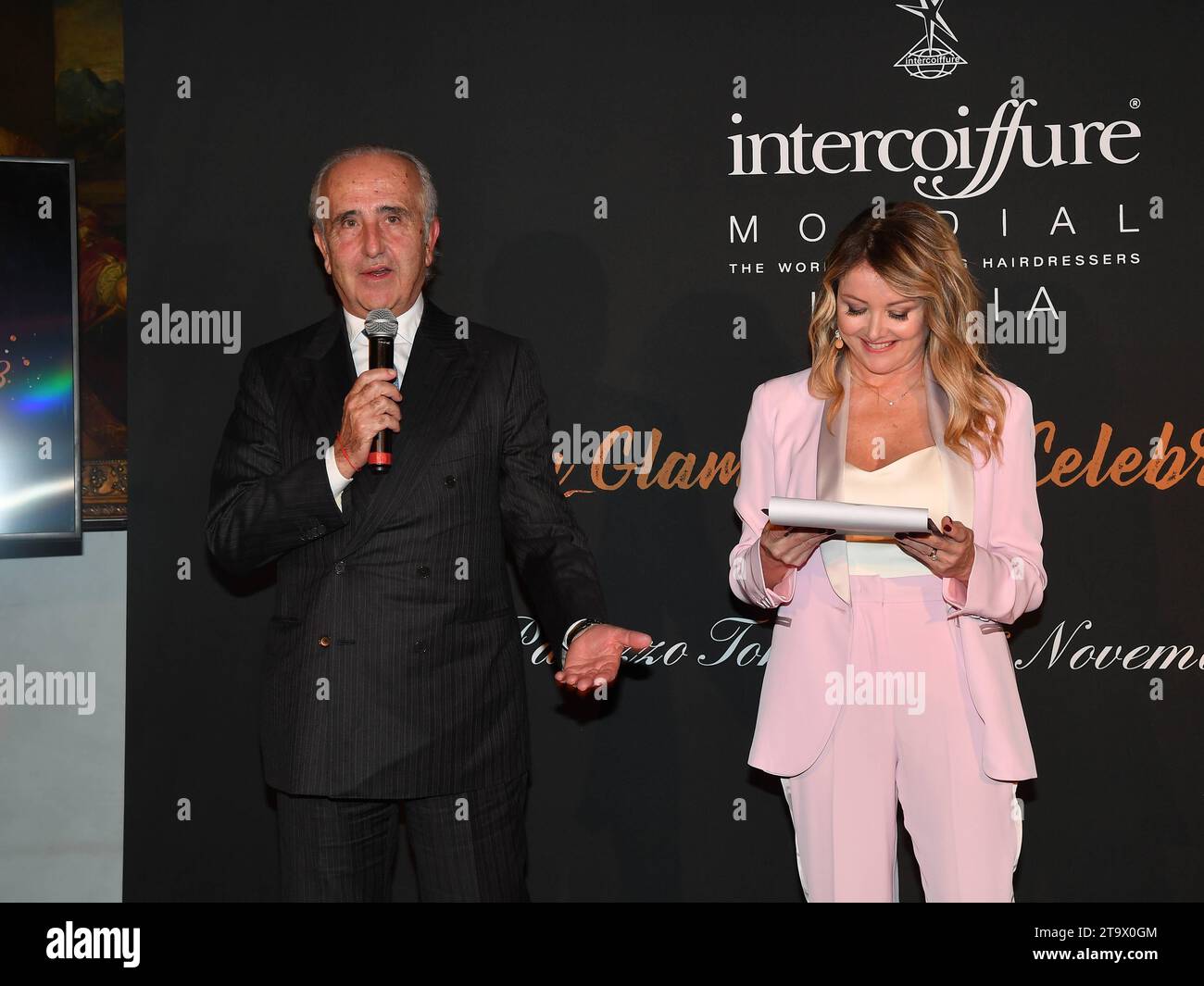 Rome, Italy. 26th Nov, 2023. Rome: Palazzo Torlonia. Roman Glamor Award for Celebrities 2023. In the photo: Antonio Pellicer and Angela Melillo Credit: Independent Photo Agency/Alamy Live News Stock Photo