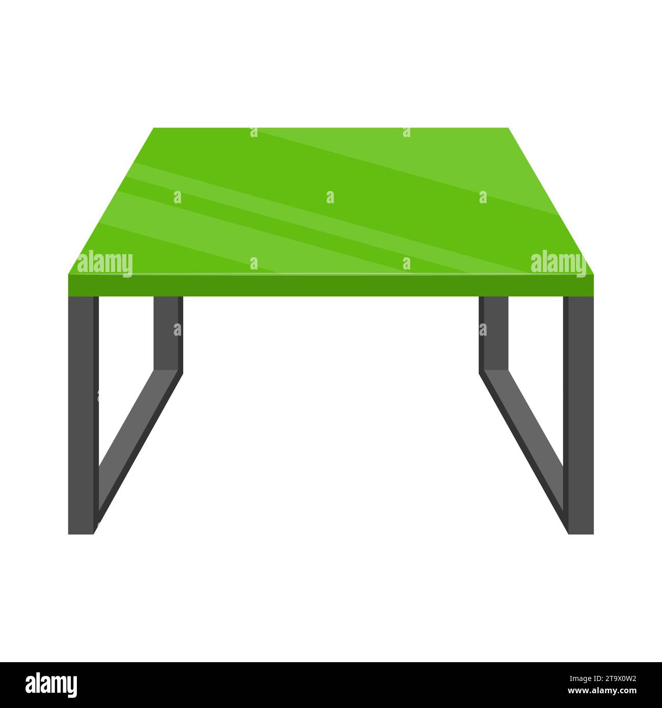 Modern green square office table isolated on white background. Modern