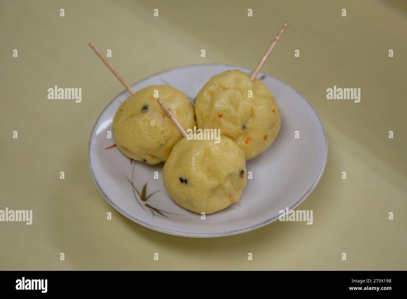 Preparing deep fried tofu balls at a Tofu Shop in Shizuoka, Japan Stock