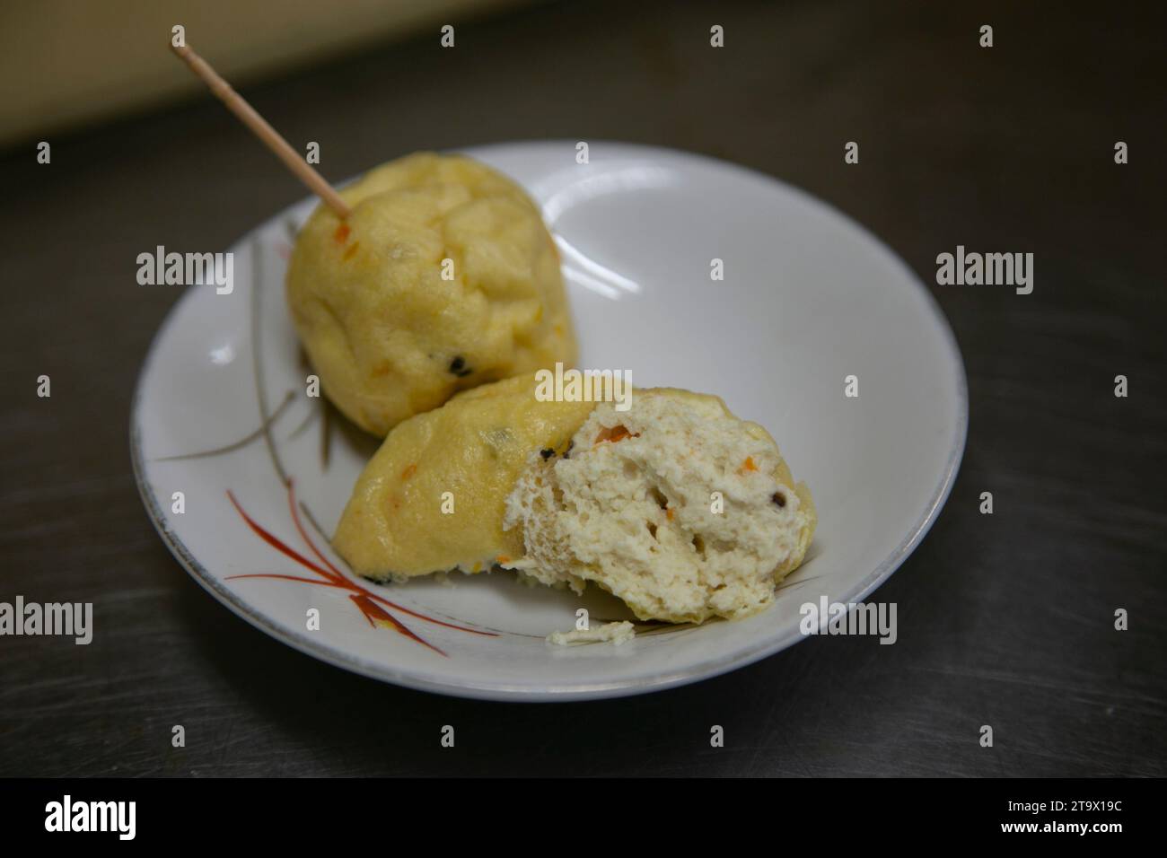 Preparing deep fried tofu balls at a Tofu Shop in Shizuoka, Japan Stock