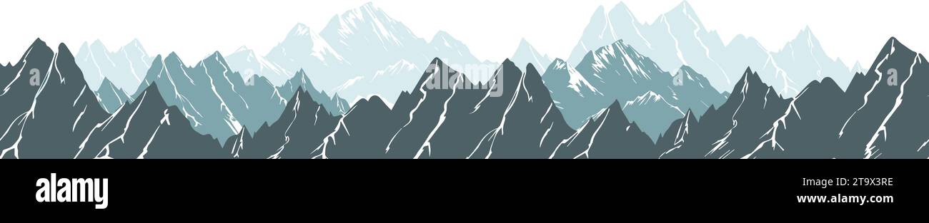 Seamless mountain background. Hand drawing. Not AI. Vector illustration Stock Vector