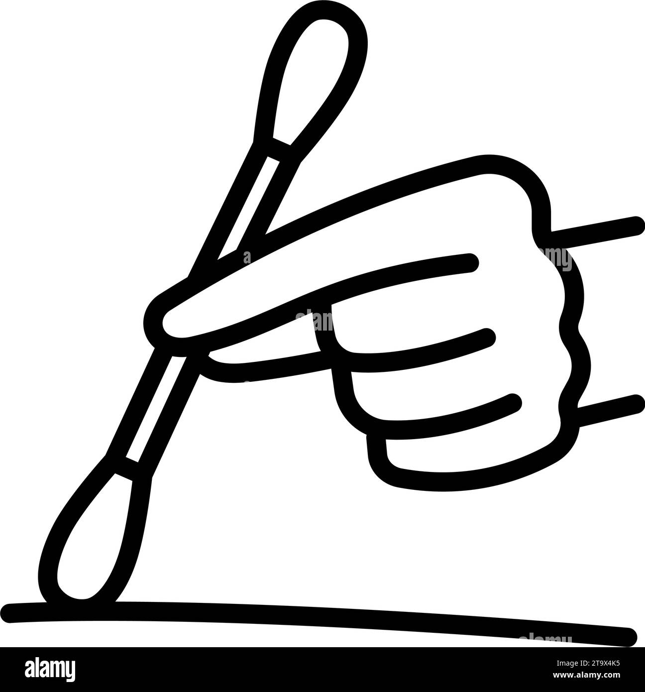 Cotton swab in hand, clean, medical, tool stick vector icon. Removing earwax, cleaning. Safety