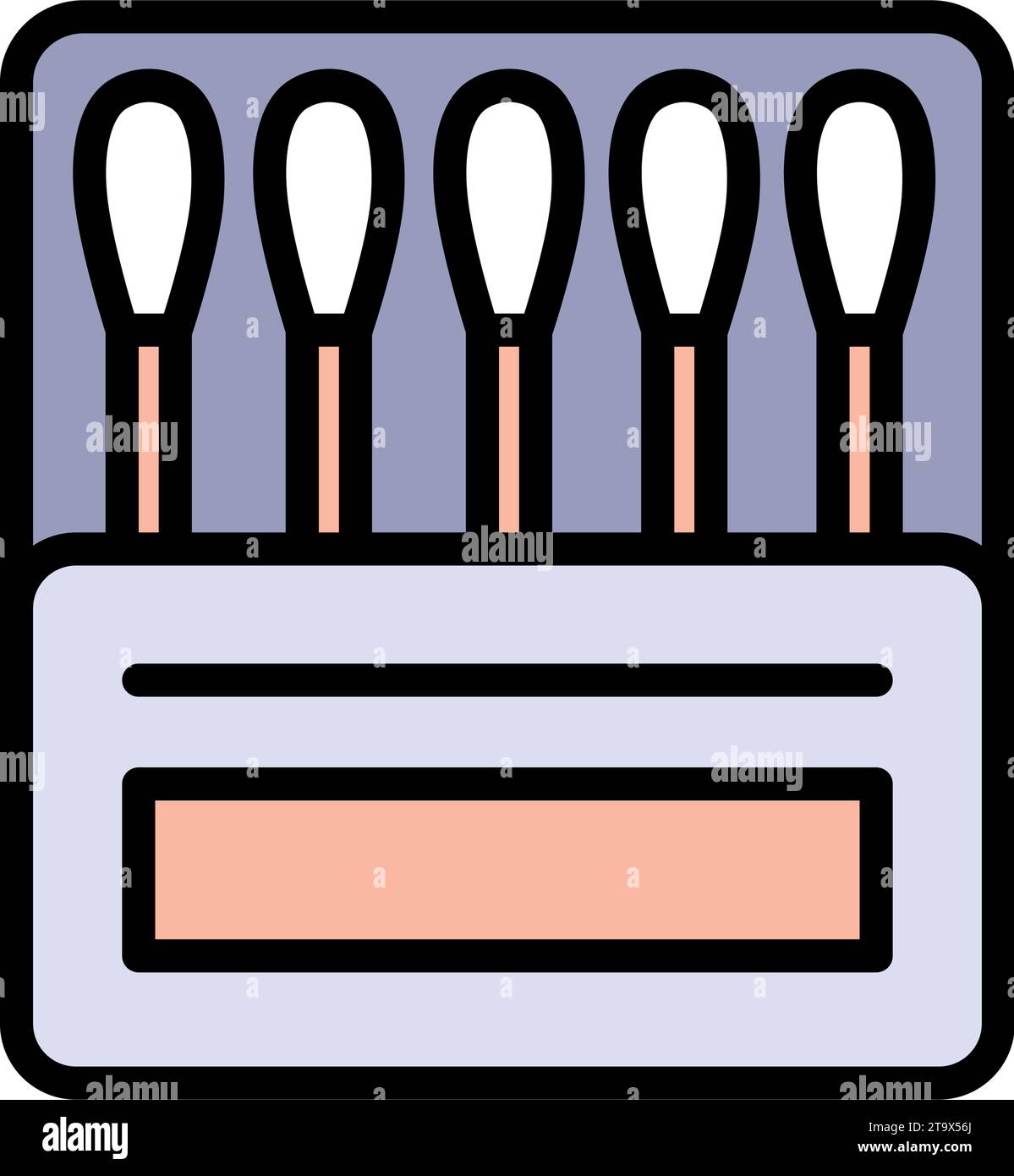 Cotton swab case outline vector color icon. Line cotton swab icon, flat ...