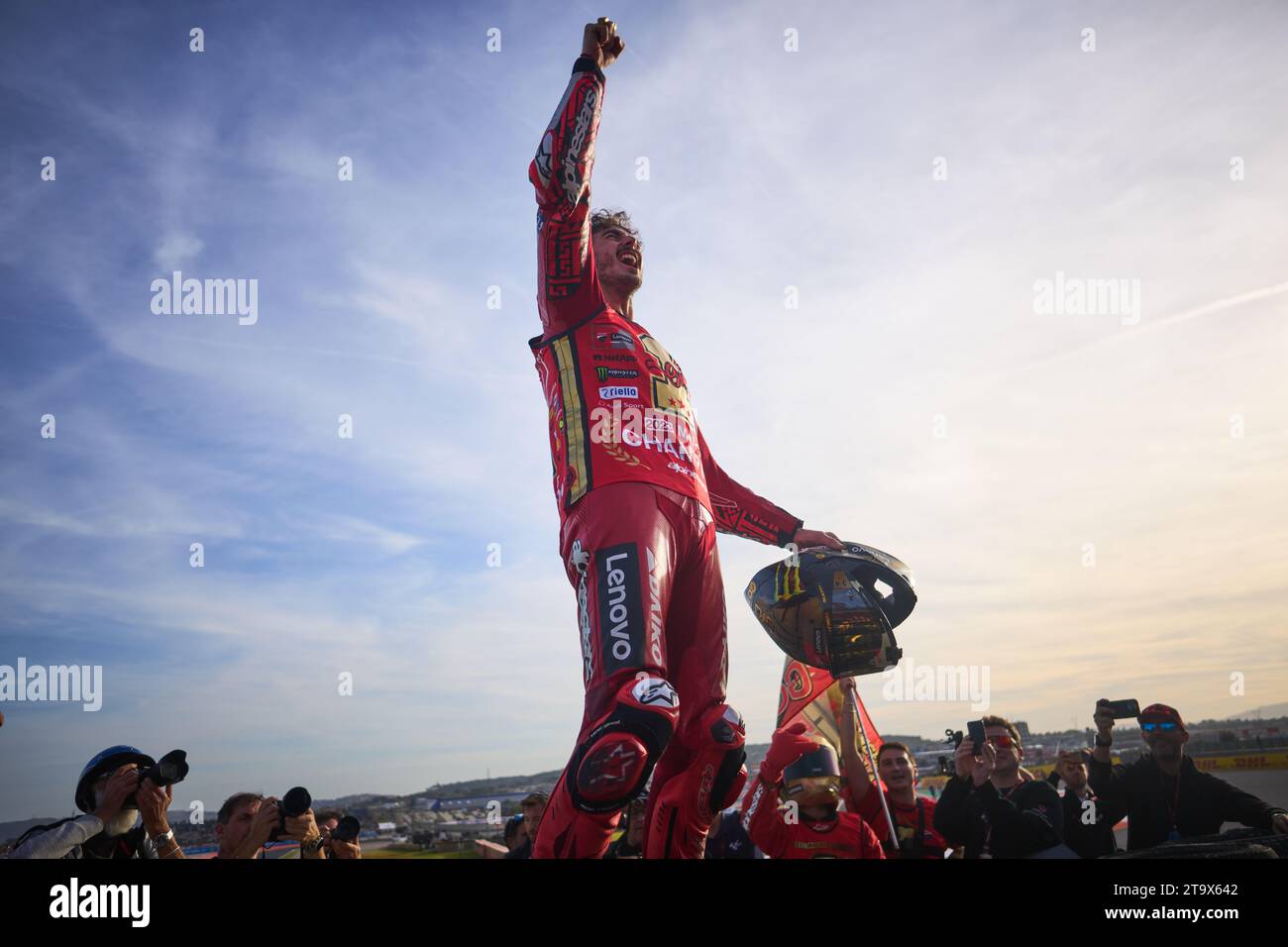 Francesco Bagnaia of Italy and Ducati Lenovo Team celebrating the world ...