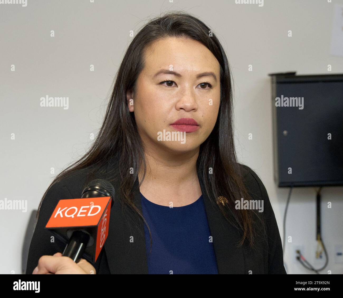 Oakland, CA Sept 23, 2023 Mayor Sheng Thao speaking at the Talking