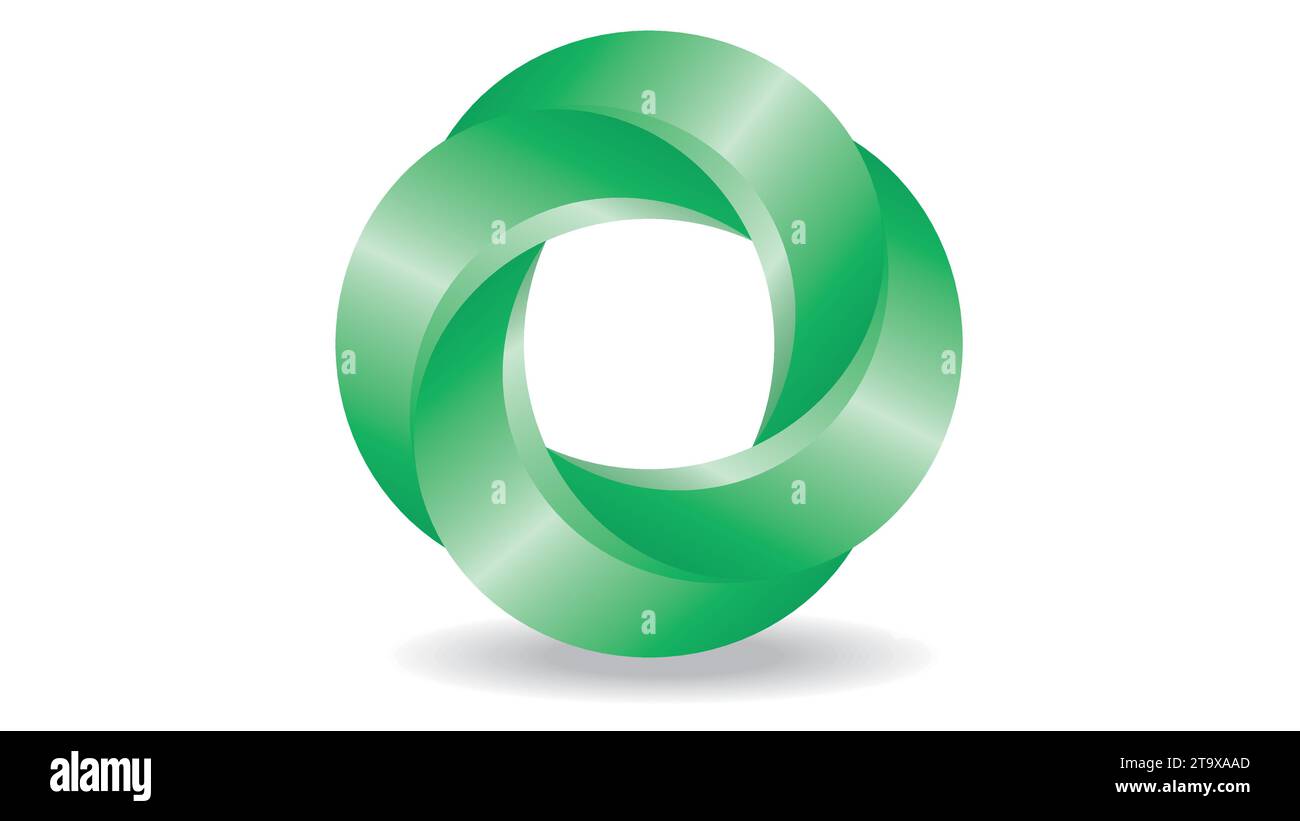 Green intertwined symbol. Isolated. Vector illustration. Stock Vector