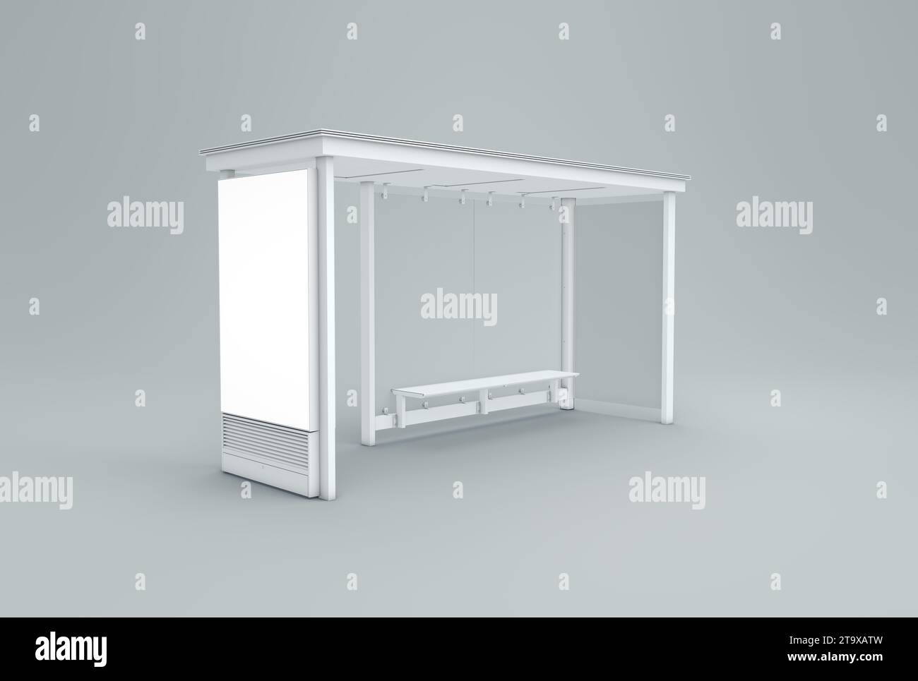 White Bus Stop on a Gray Studio Background. Minimal concept. Monochrome ...
