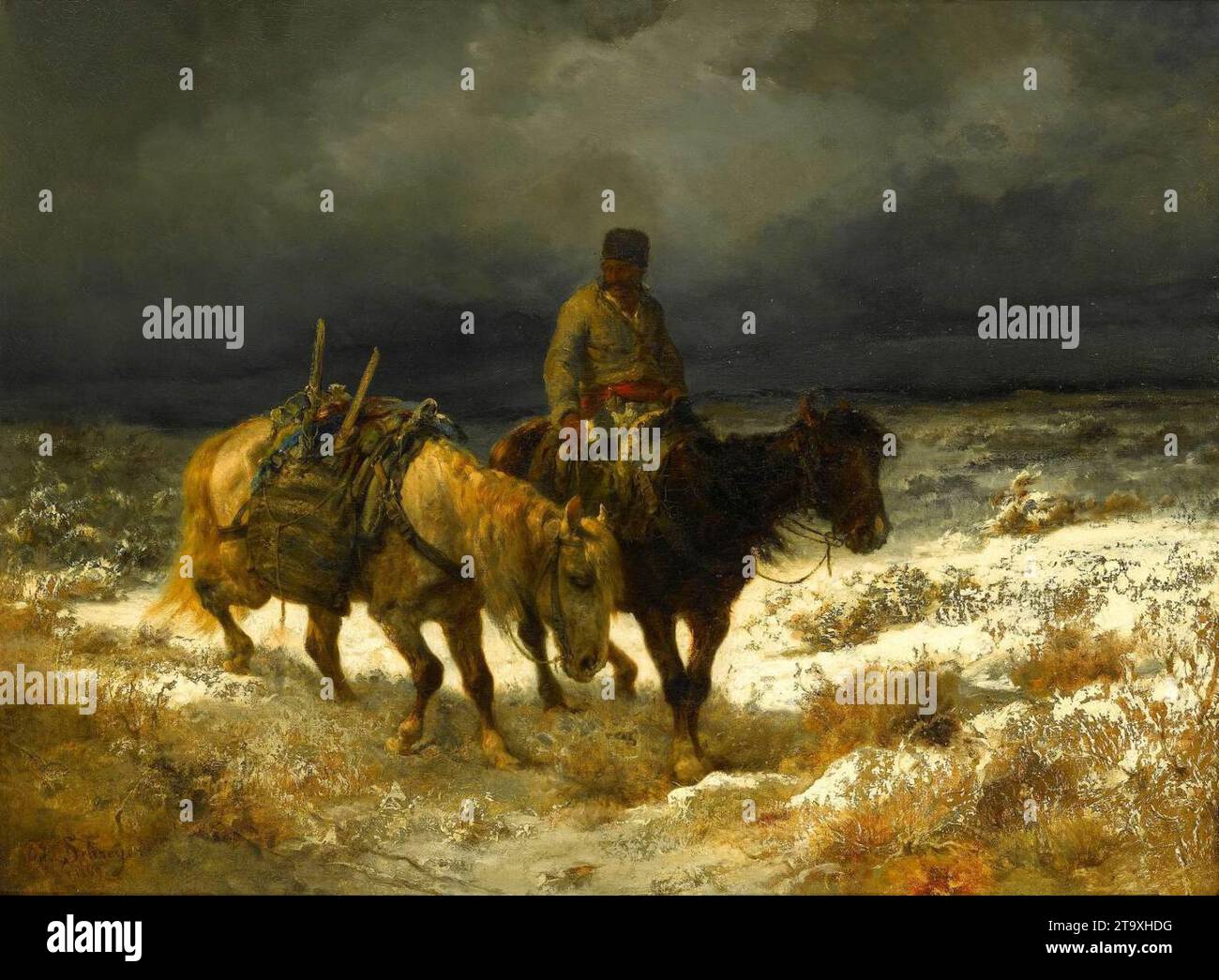 Horseman on the Russian Steppe 1869 by Christian Adolf Schreyer Stock Photo
