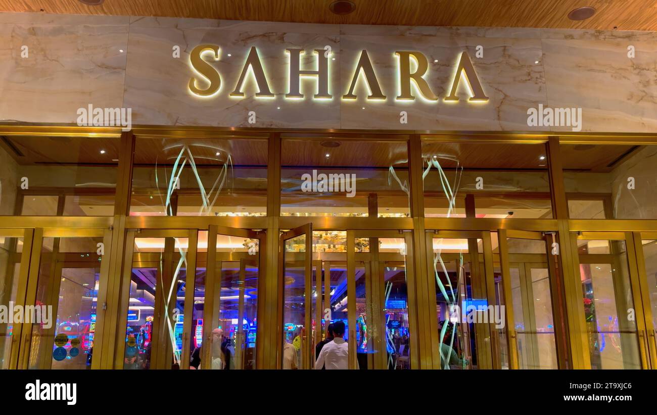 Sahara Hotel and Casino in Las Vegas - LAS VEGAS, UNITED STATES - OCTOBER 31, 2023 Stock Photo